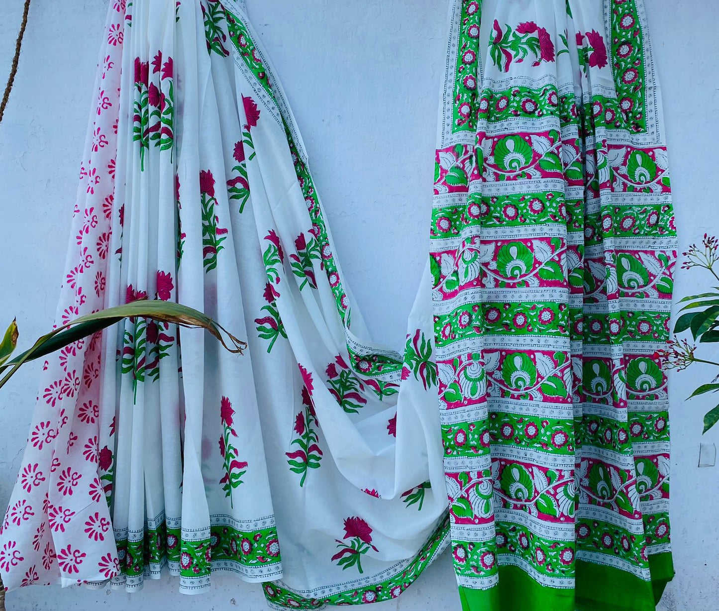 Handblock print mul cotton saree - 3