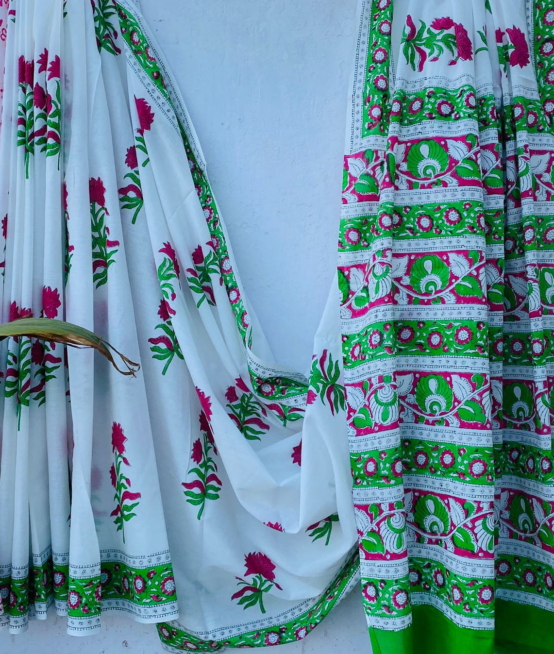 Handblock print mul cotton saree - 3