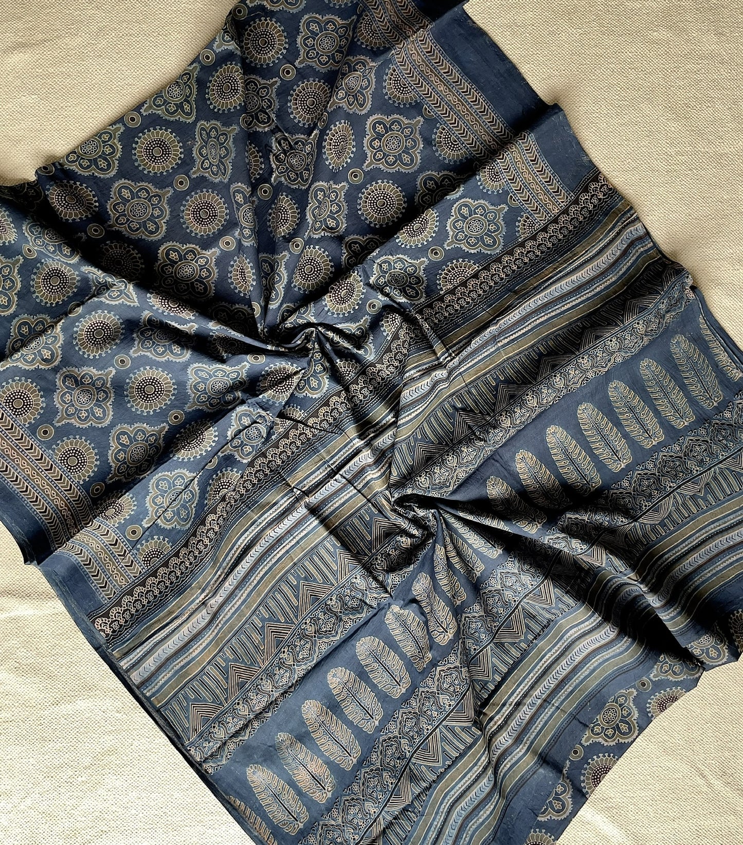 Vanaspati handblock printed pure cotton saree - 3