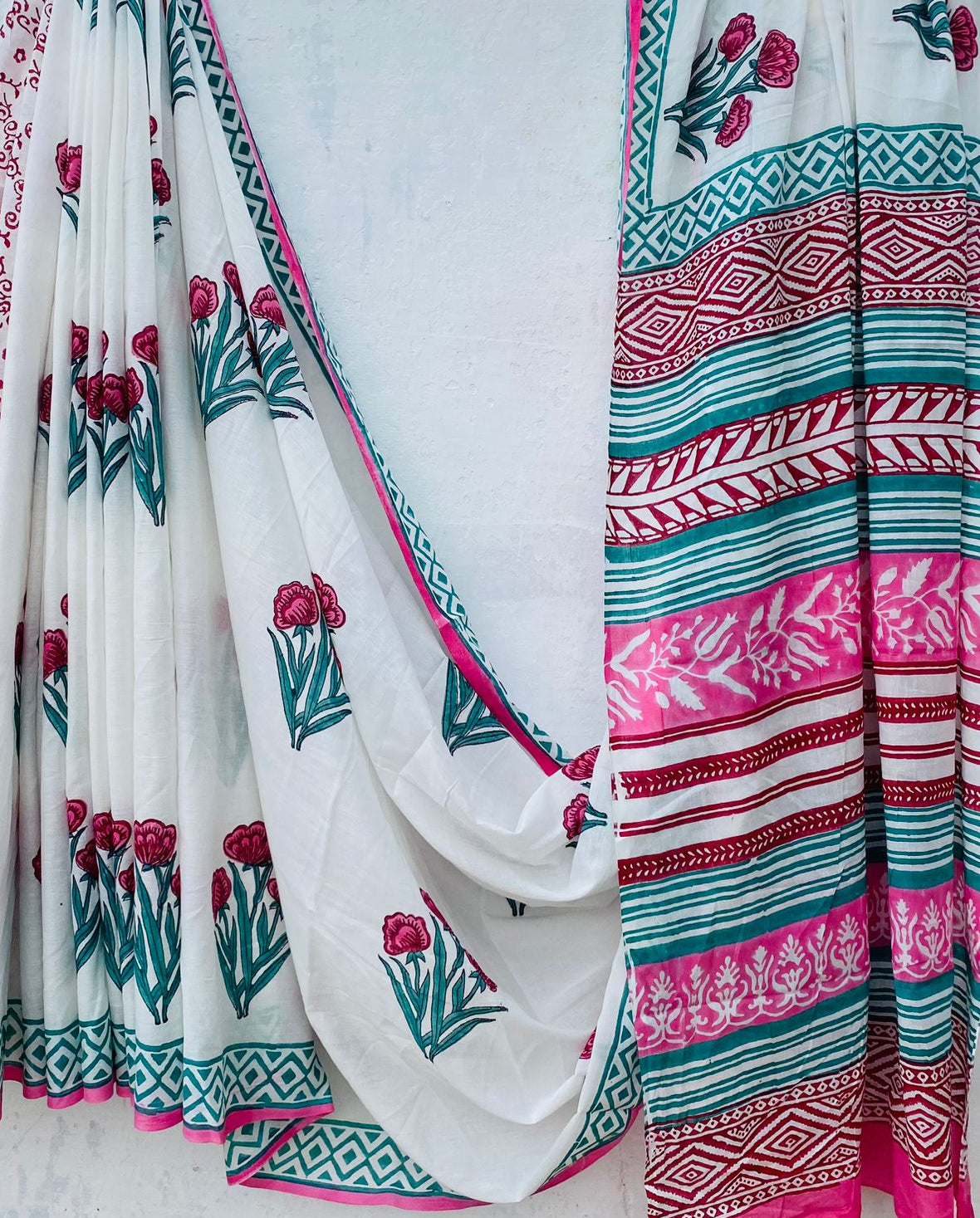 Handblock print Mul cotton saree - 2