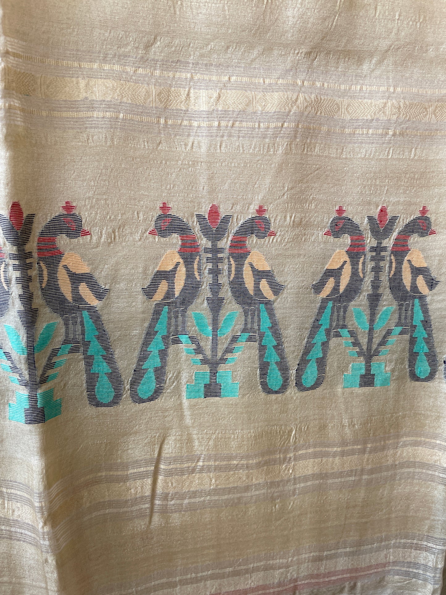 Pure Matka Silk Jamdani saree - Beige