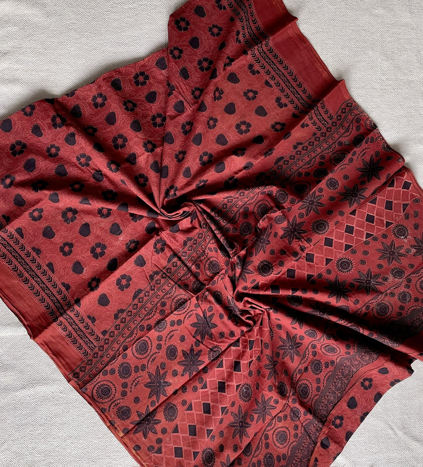 Vanaspati handblock printed pure cotton saree -4