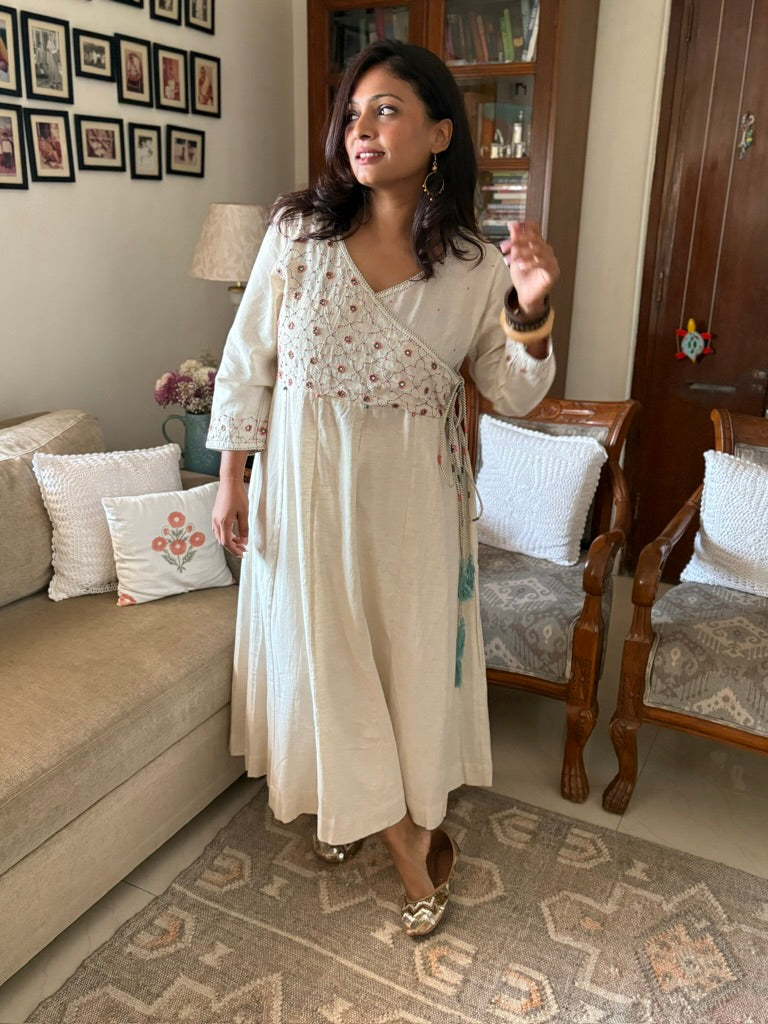 Phool kala cotton handcrafted anghrakha kurta/dress