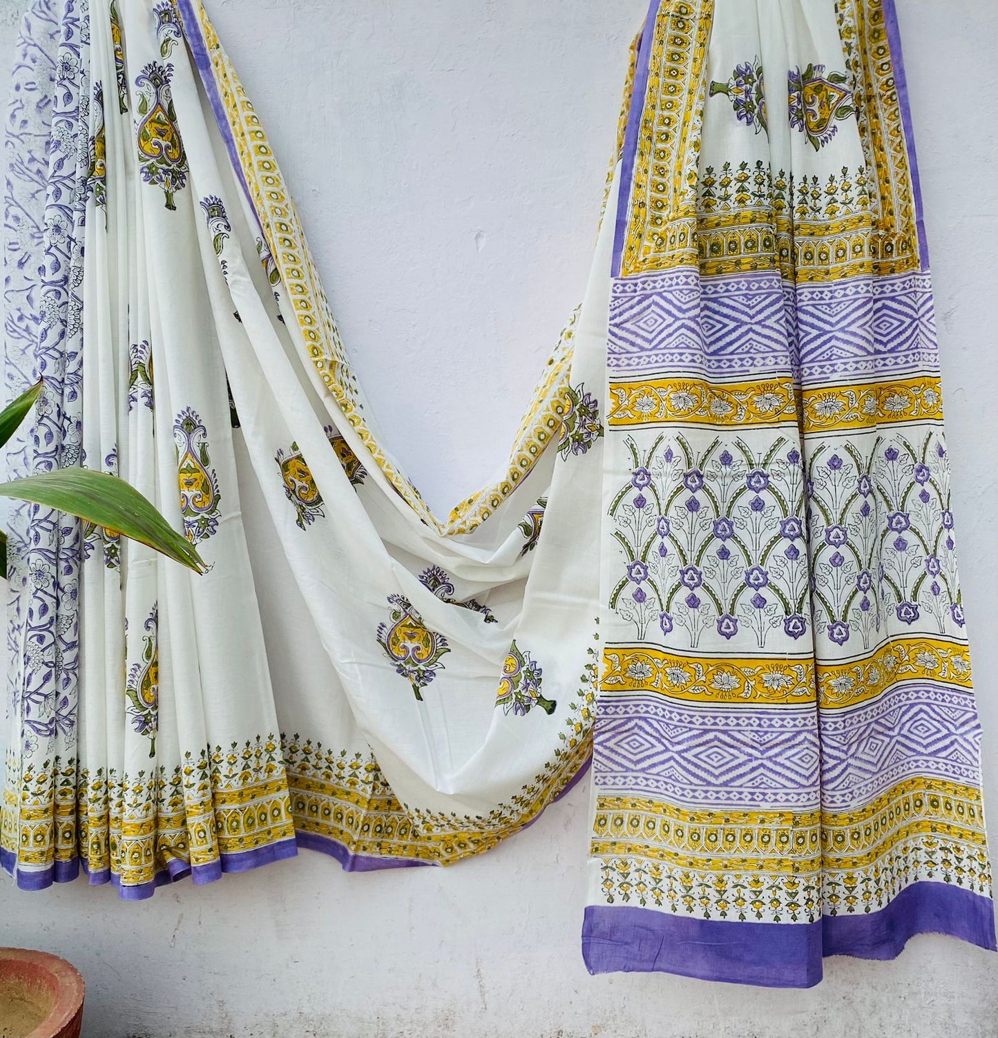 Handblock printed mul cotton saree - 1