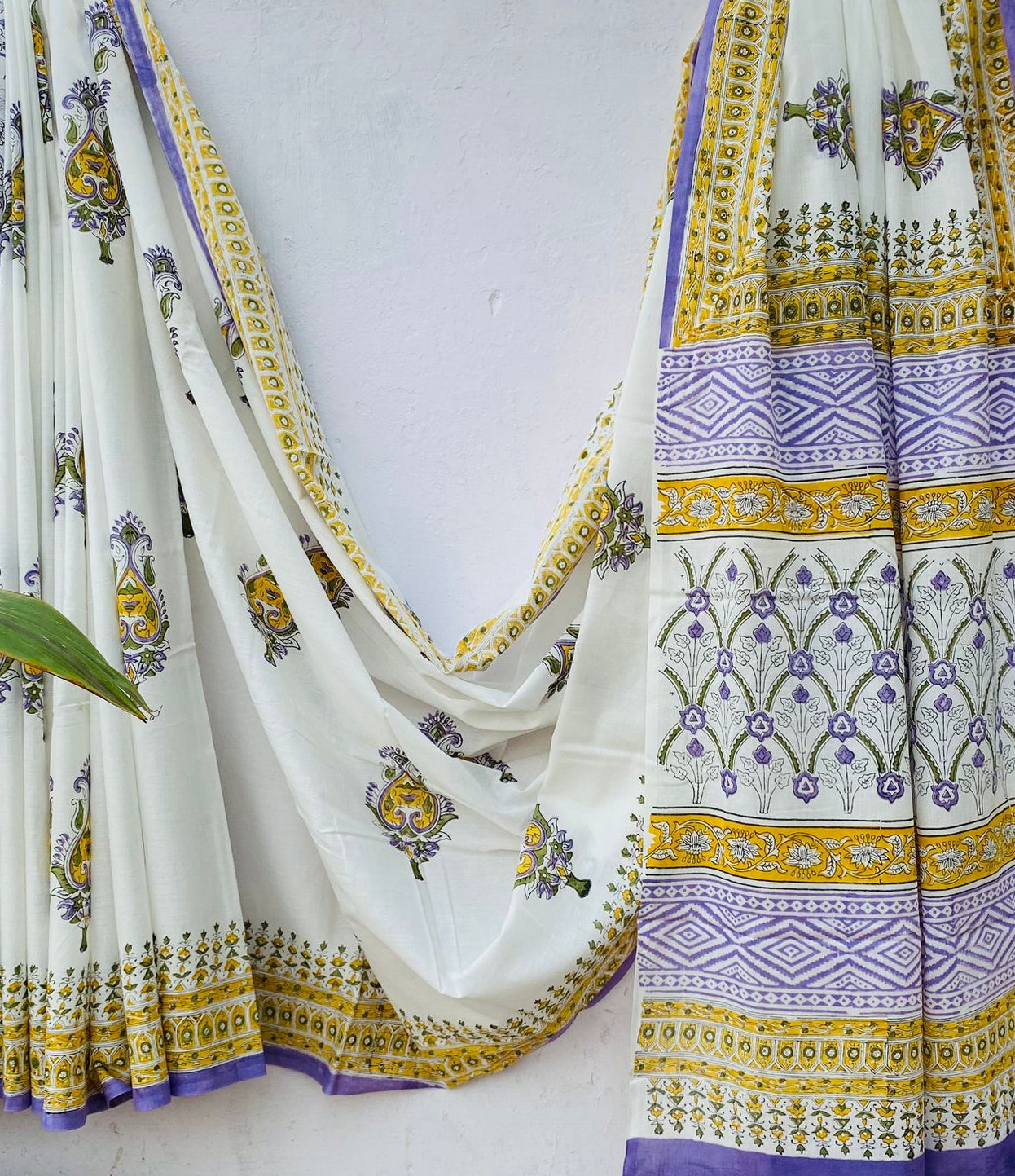 Handblock printed mul cotton saree - 1