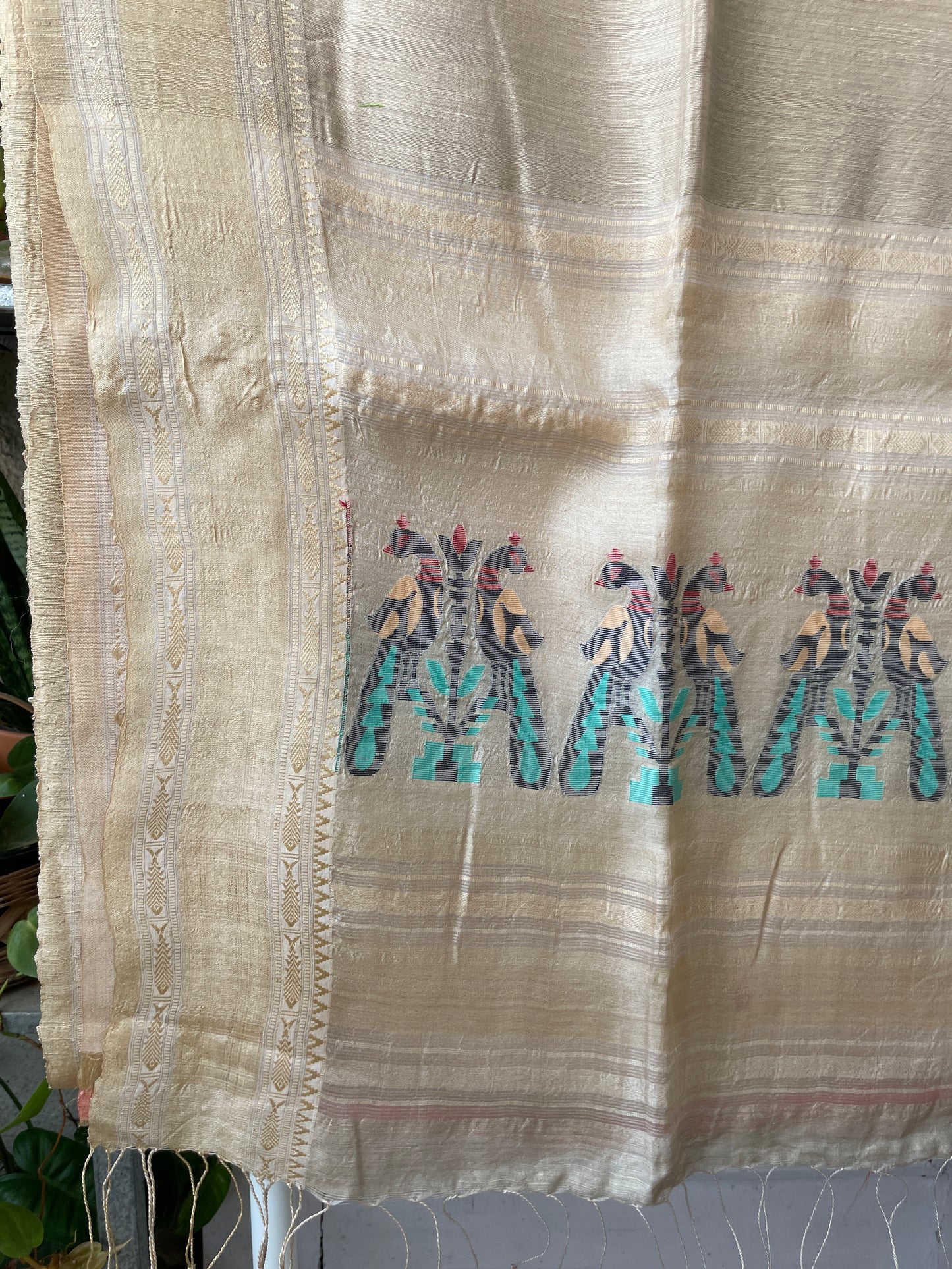 Pure Matka Silk Jamdani saree - Beige