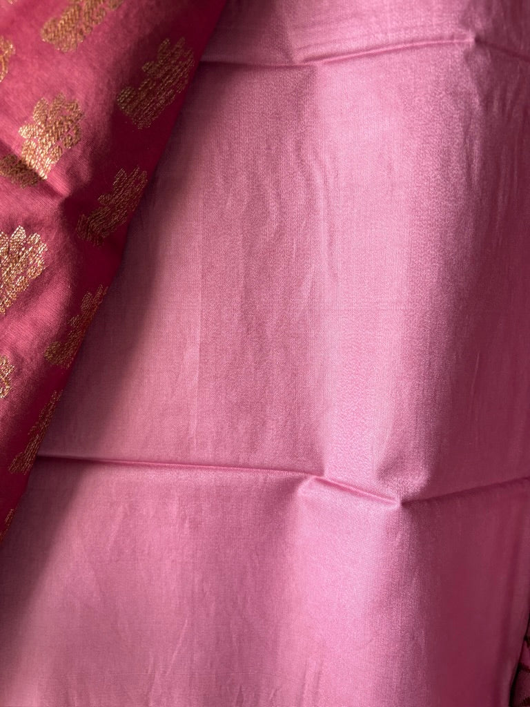 Muslin cotton 3 piece Banarasi suit material - Onion Pink