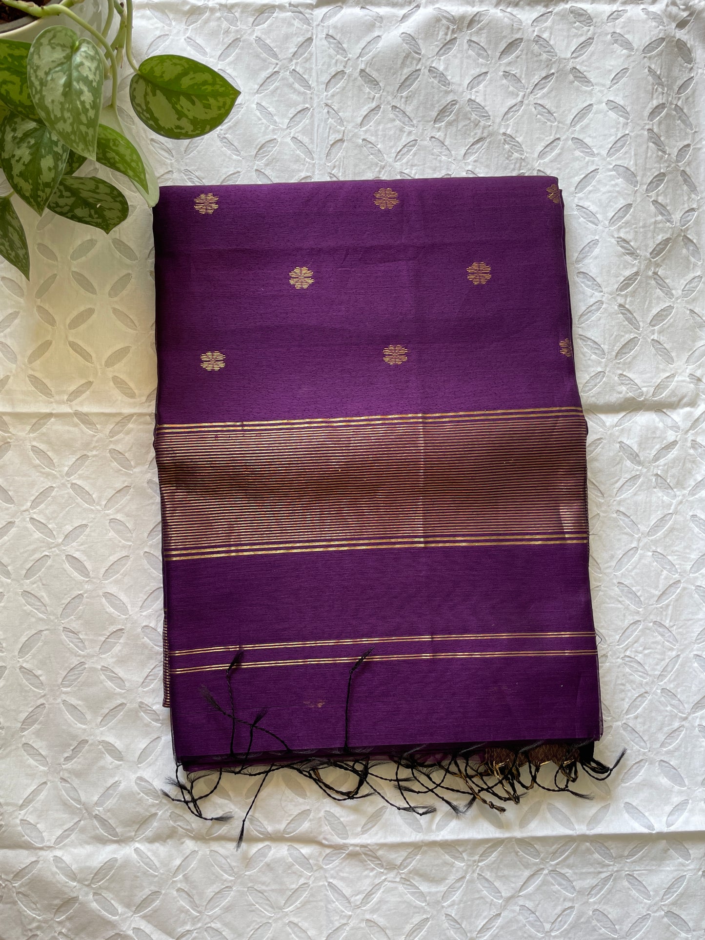 Sandhya - Pure Maheshwari silk cotton saree (Purple)