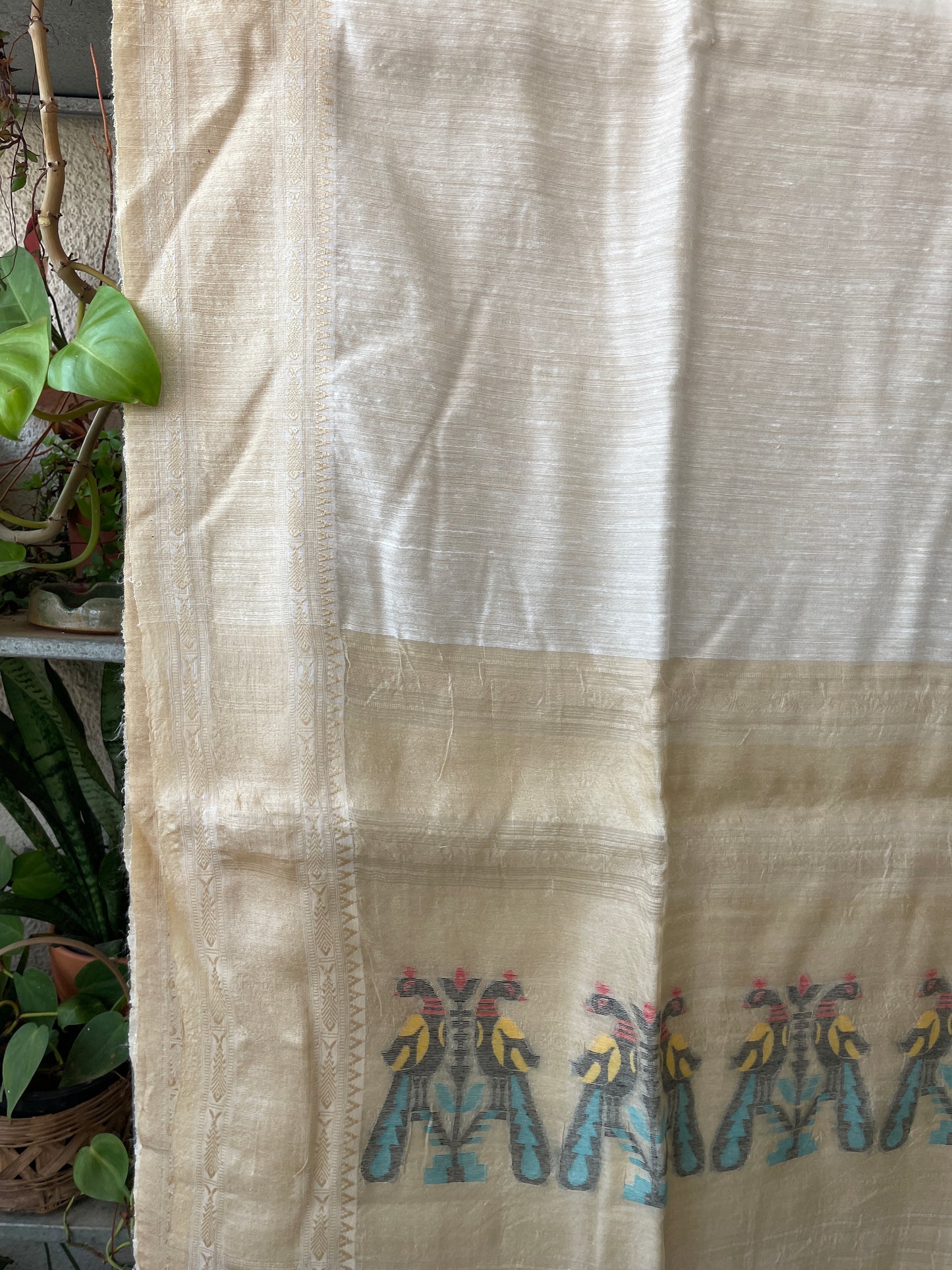 Pure Matka Silk Jamdani saree - Cream