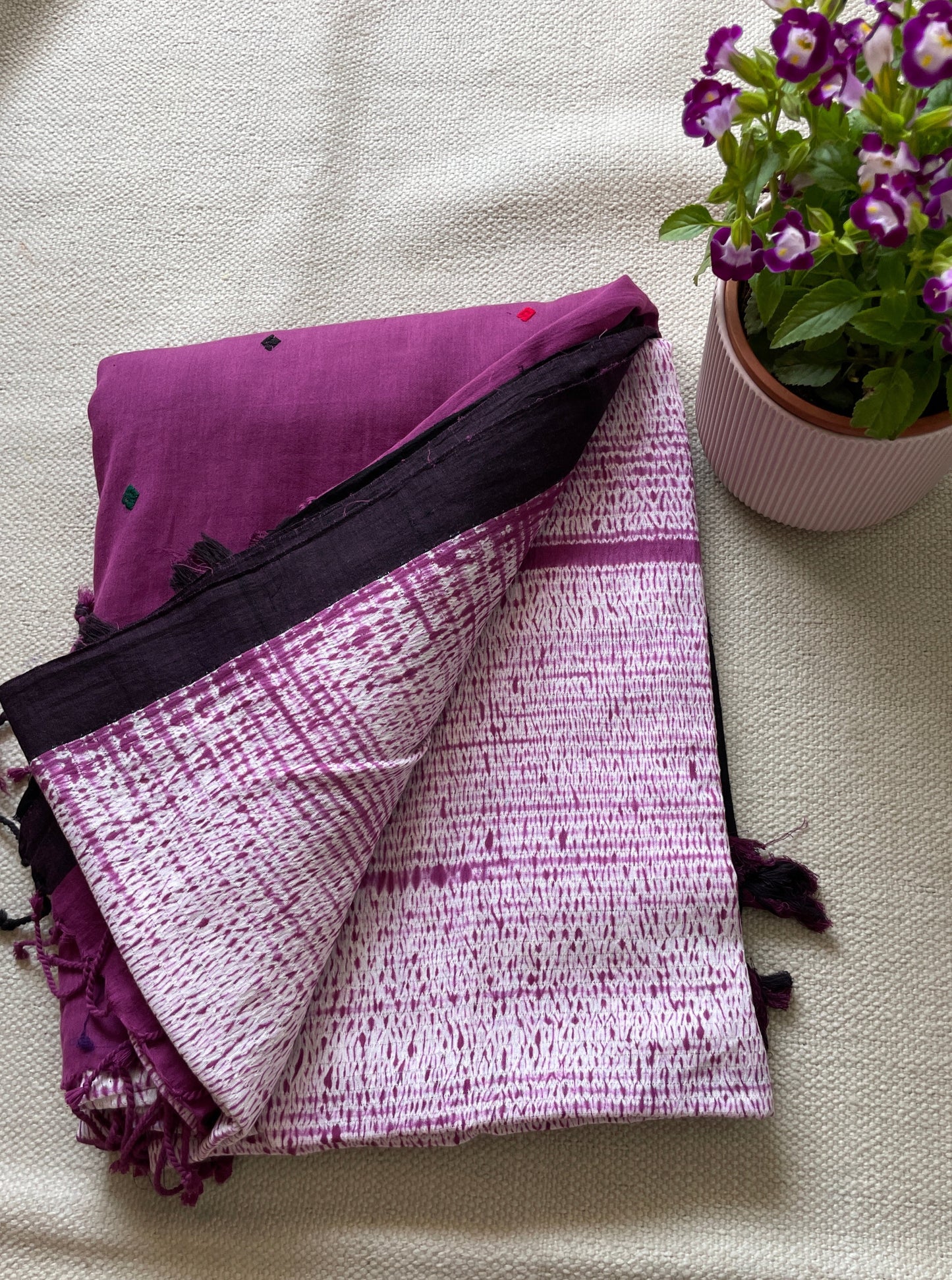 Handspun cotton shibori dyed saree