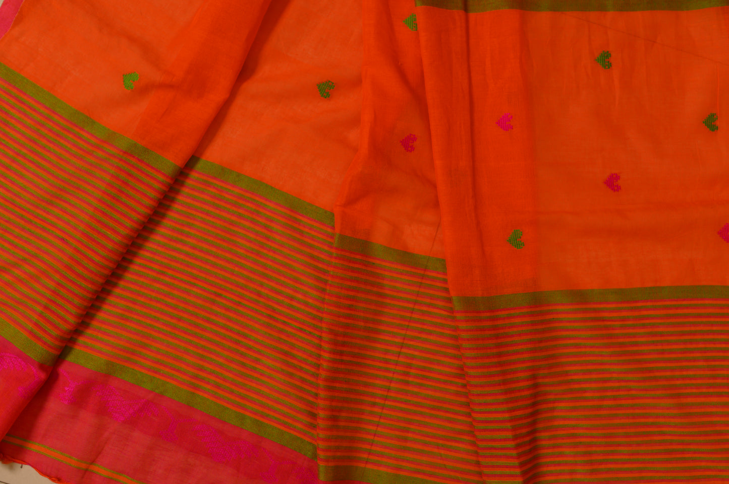 Jiya saree - Pure cotton pink orange heart saree