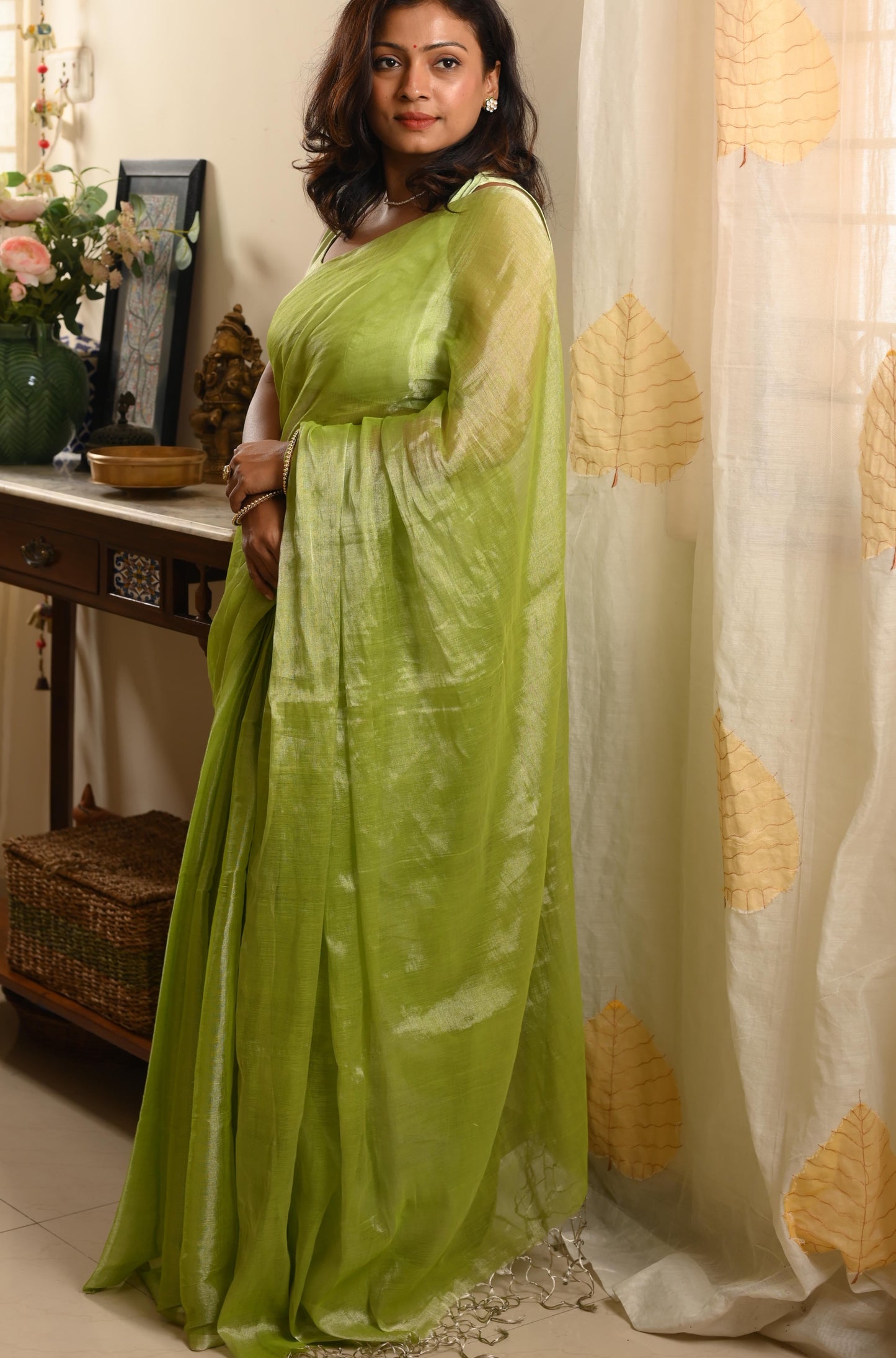 Tissue silk saree - Mint Green