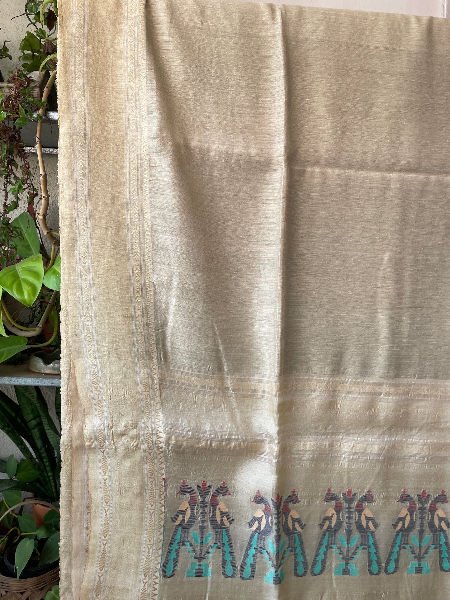 Pure Matka Silk Jamdani saree - Beige
