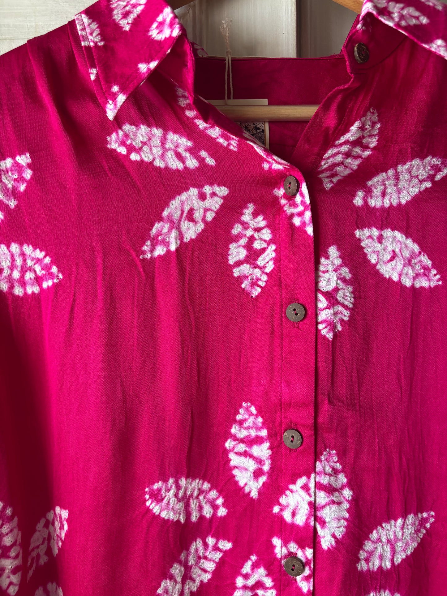 Deser Rosę 1 - Pure modal silk shirt with Shibori