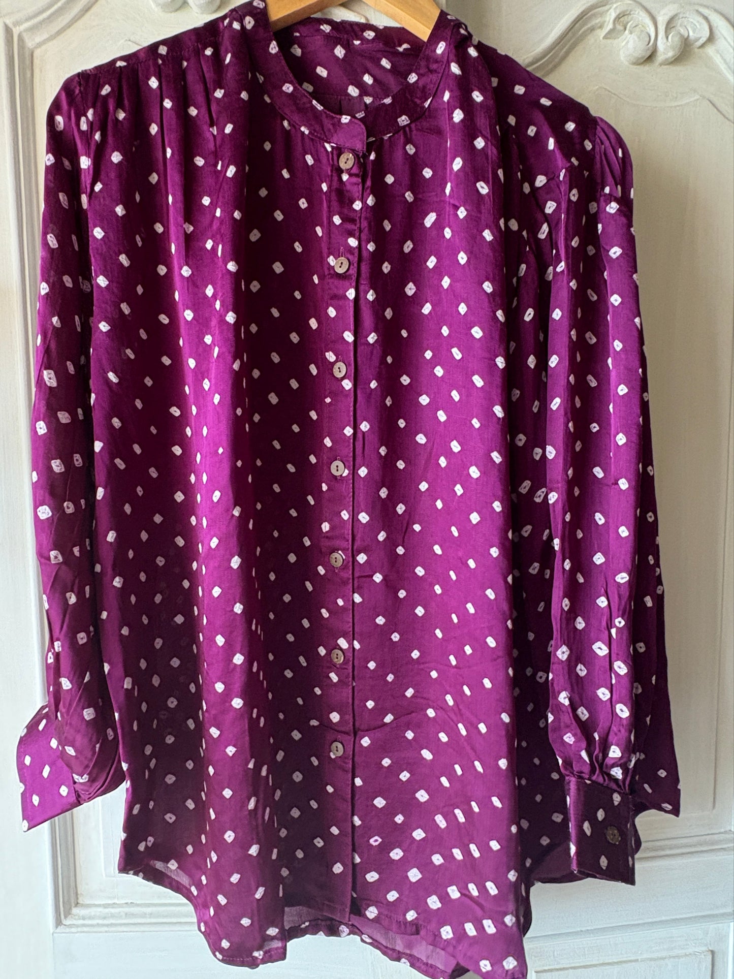 Desert Rose 3 - Bandhni pure modal silk shirt (purple)