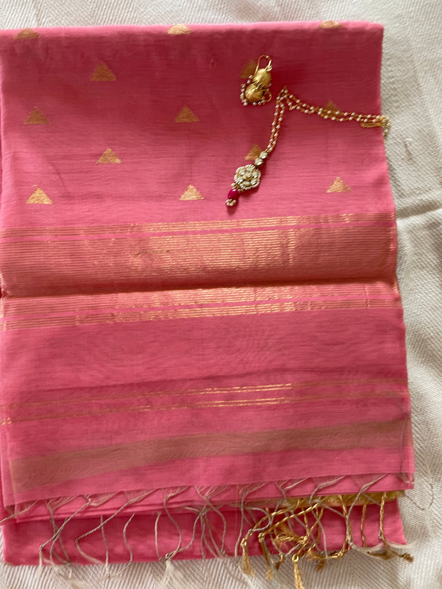 Pure Maheshwari saree - PEACH