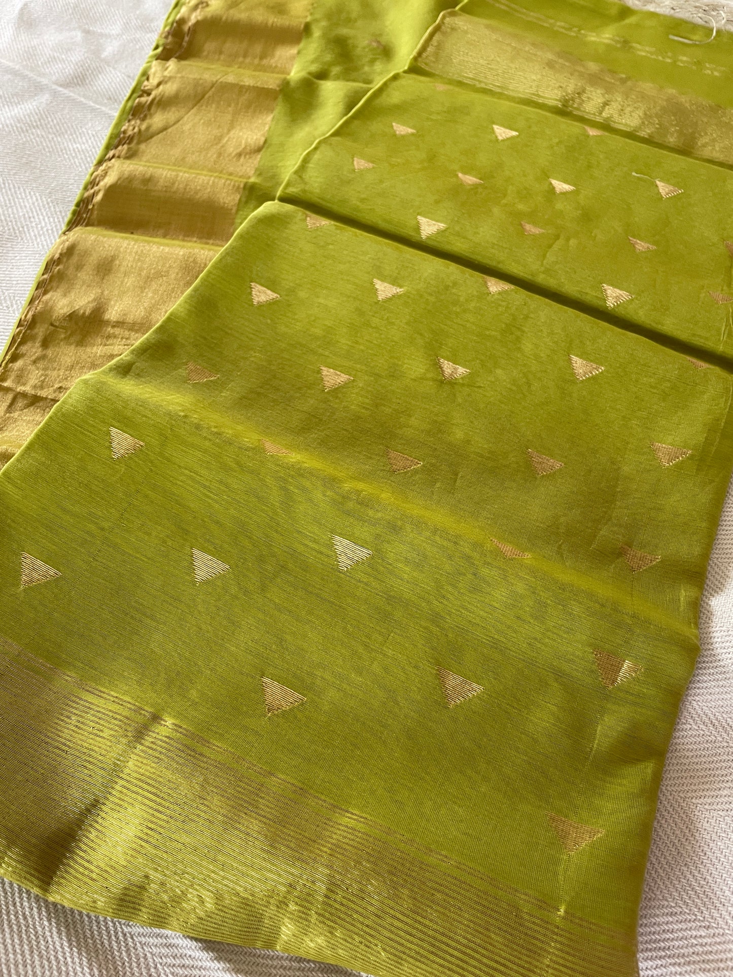 Pure Maheshwari silk cotton saree - pista green
