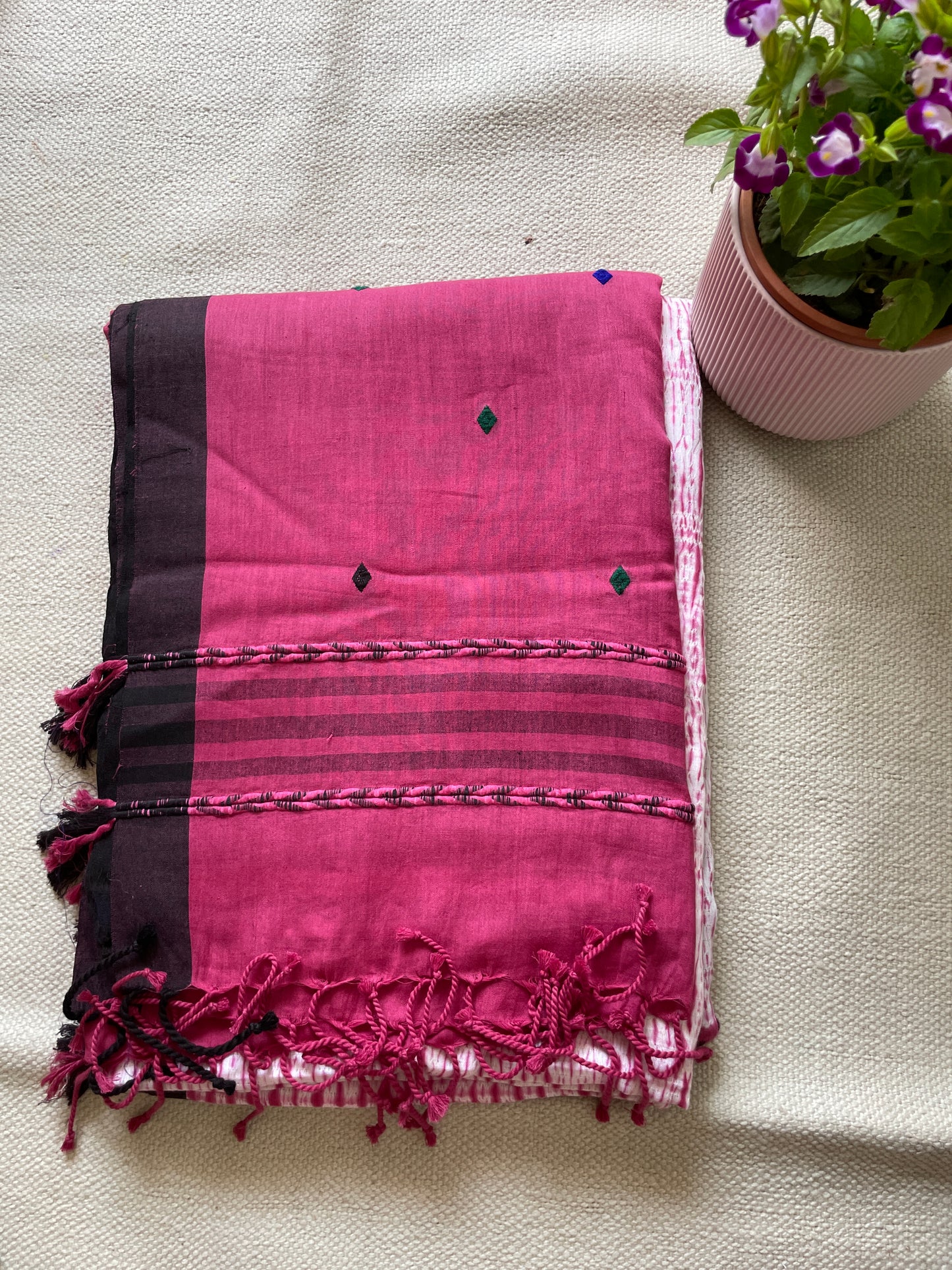 HANDSPUN COTTON HAND-DYED SHIBORI PRINT SAREE