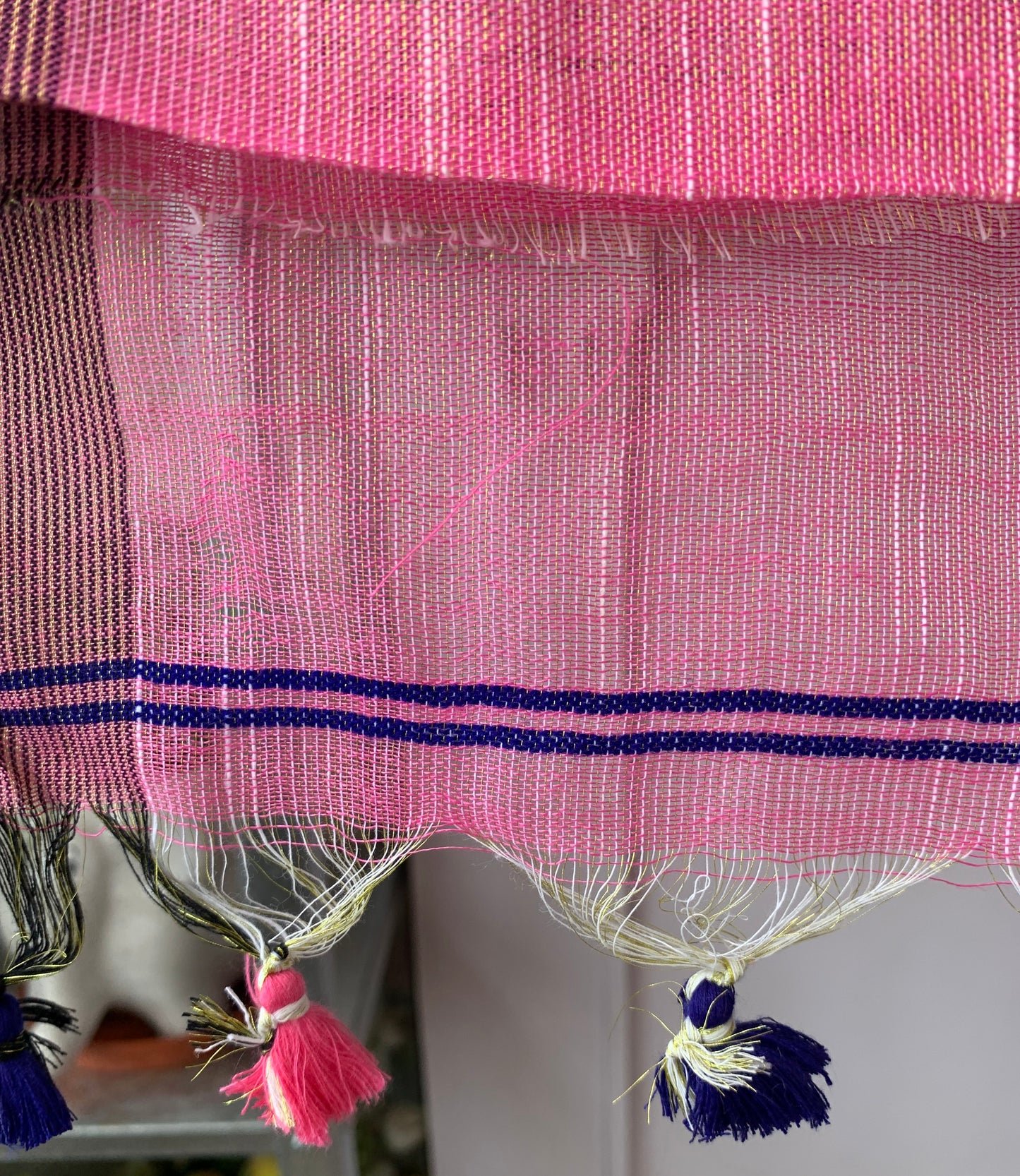 Cotton handloom jamdani saree - Pink