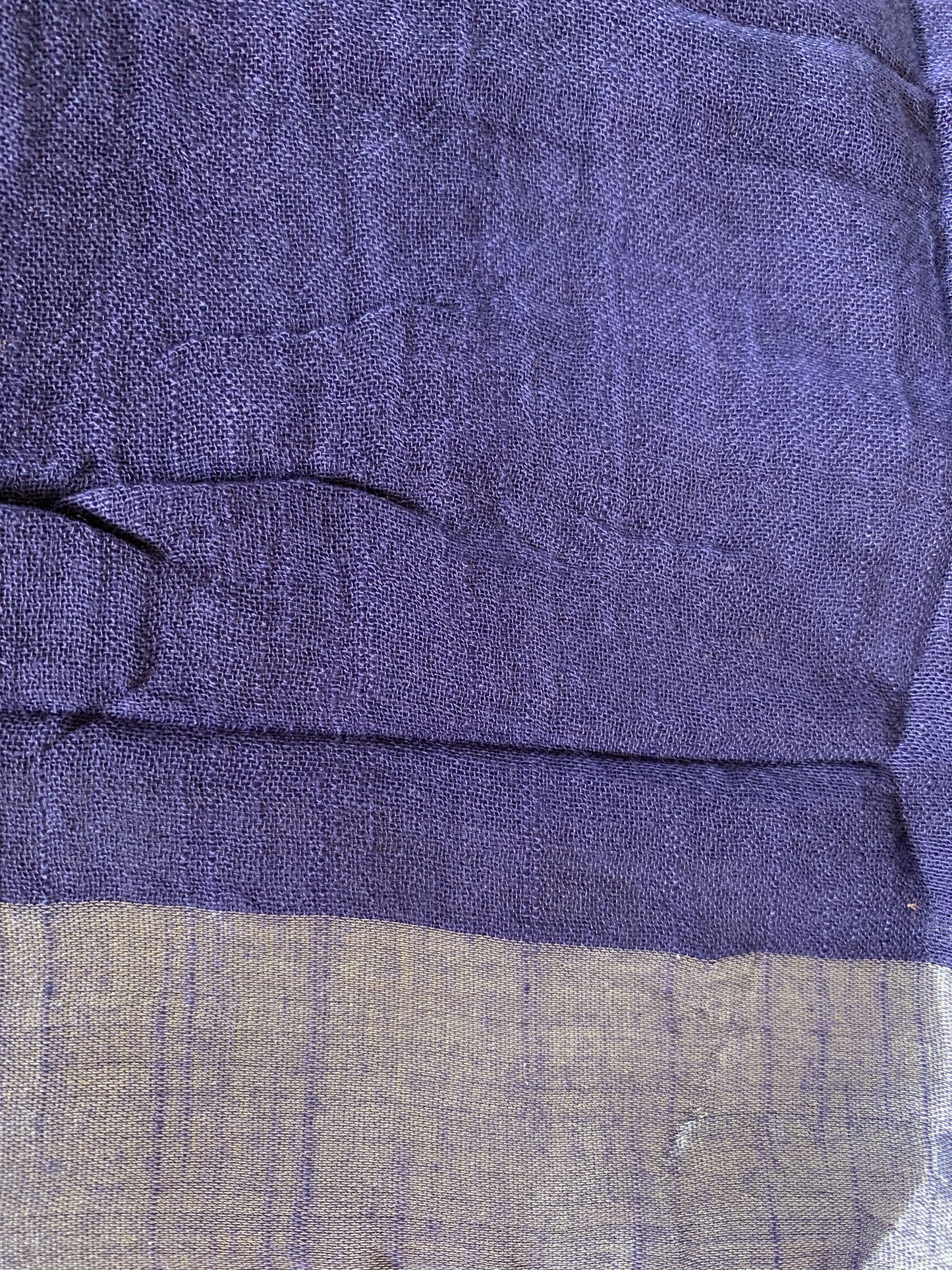 Cotton linen handblock print saree - Yellow