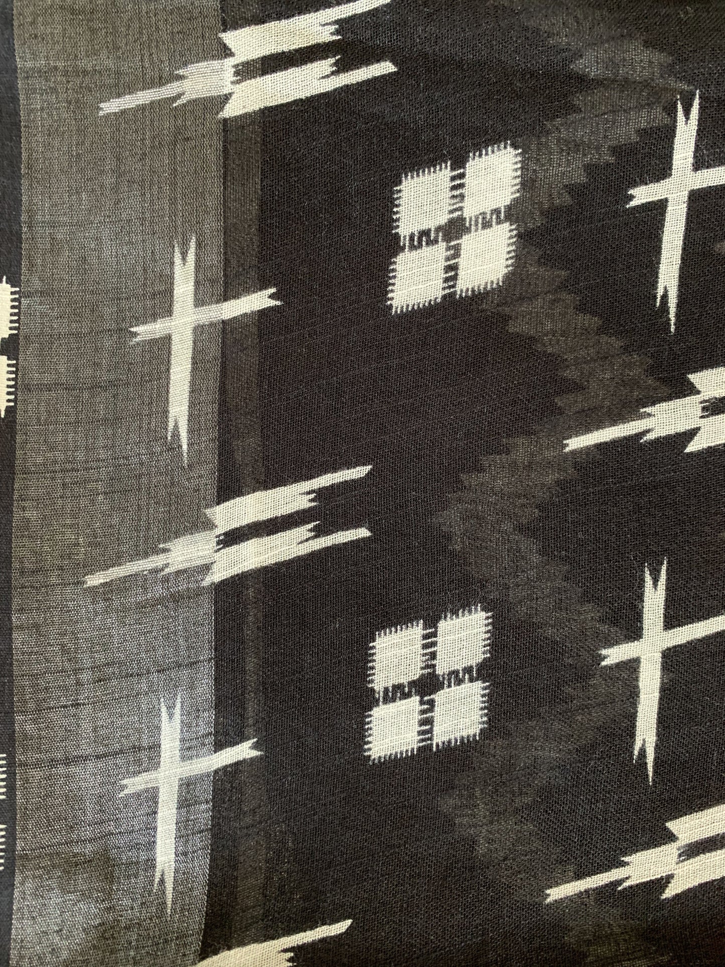 Cotton Linen handblock print saree - White