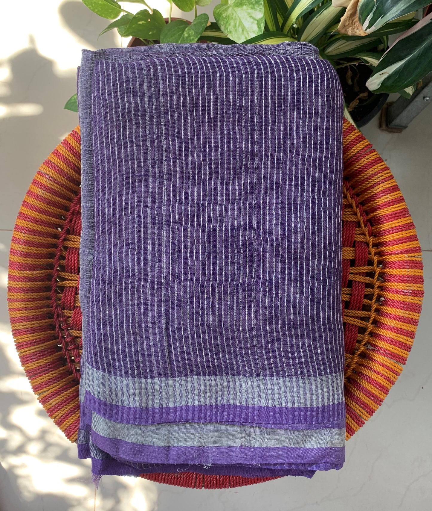 BEAUTIFUL HANDWOVEN TISSUE LINEN ZARI SAREE