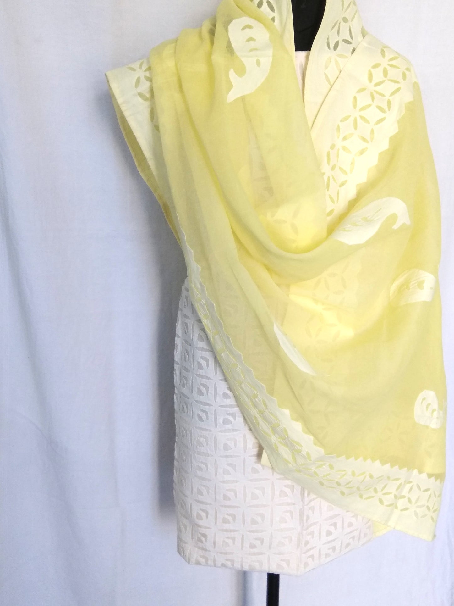 Cotton Dupatta with Applique Work