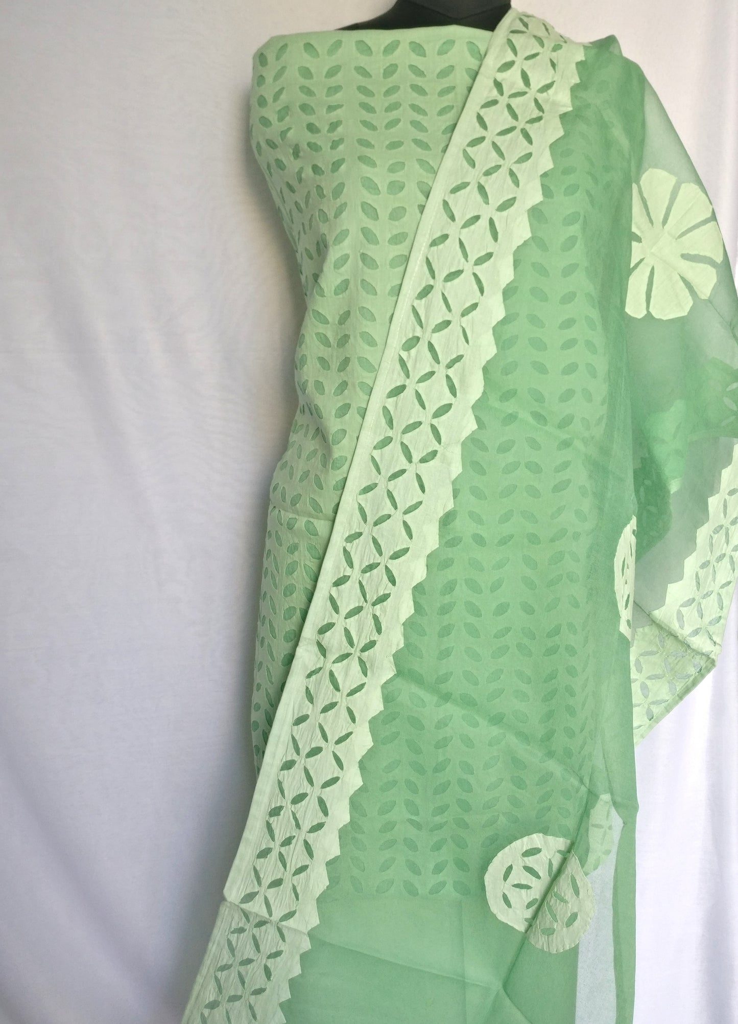 3 Pc. Suit Fabric - Cotton - Kurta & Dupatta with Applique Work and Bottom