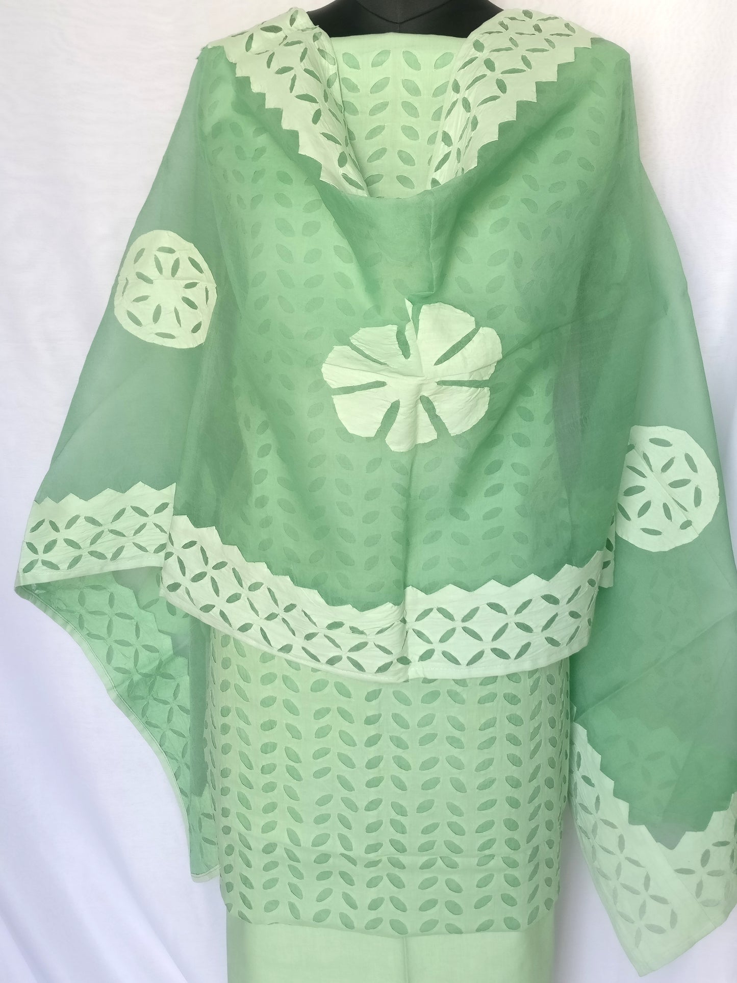 3 Pc. Suit Fabric - Cotton - Kurta & Dupatta with Applique Work and Bottom