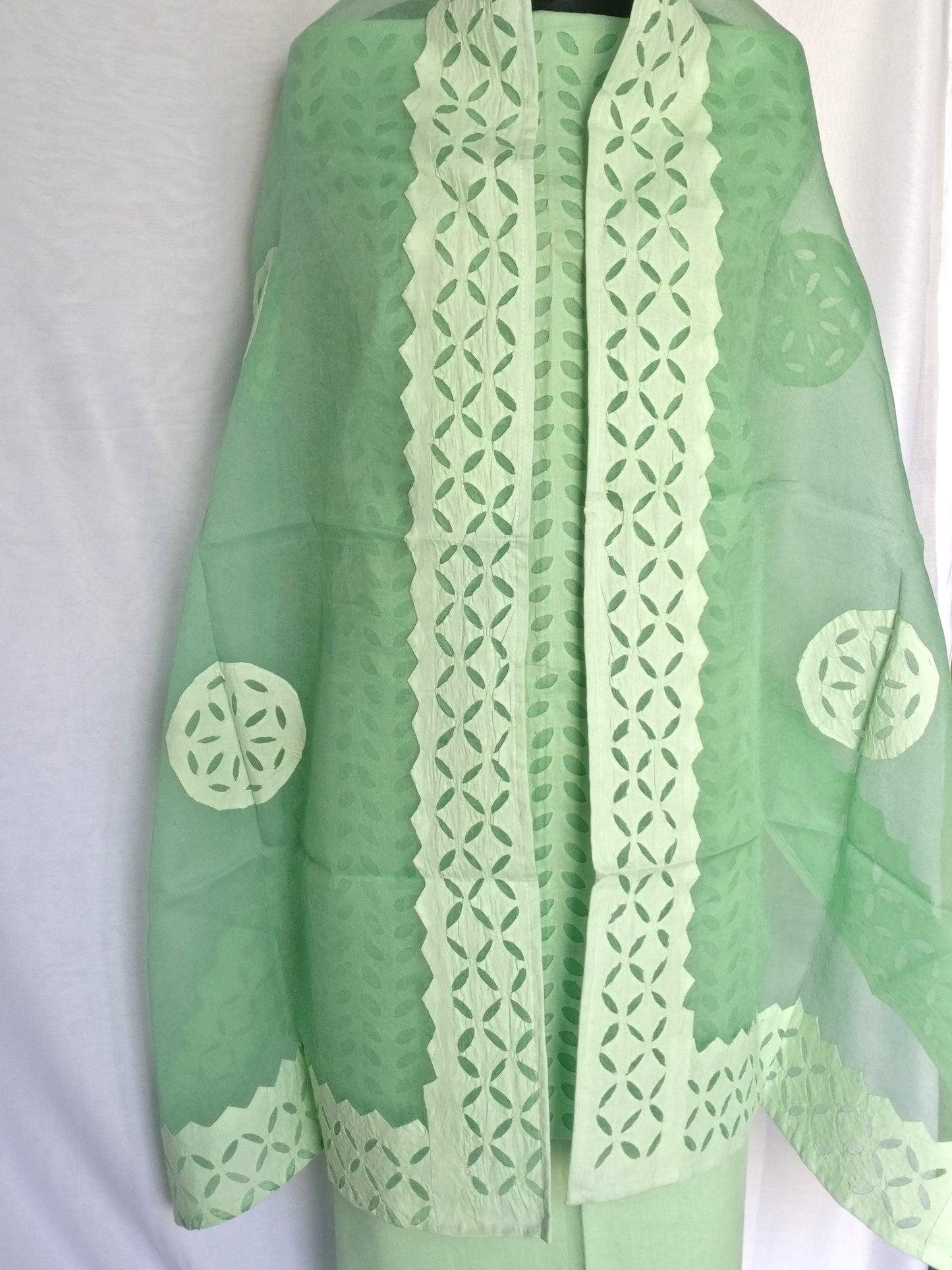 3 Pc. Suit Fabric - Cotton - Kurta & Dupatta with Applique Work and Bottom