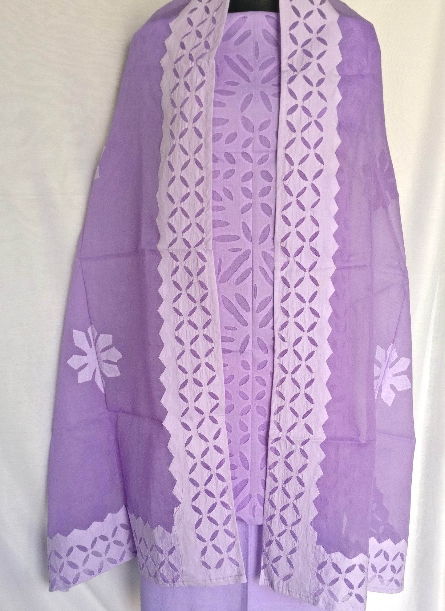 3 Pc. Suit Fabric - Cotton - Kurta & Dupatta with Applique Work and Bottom