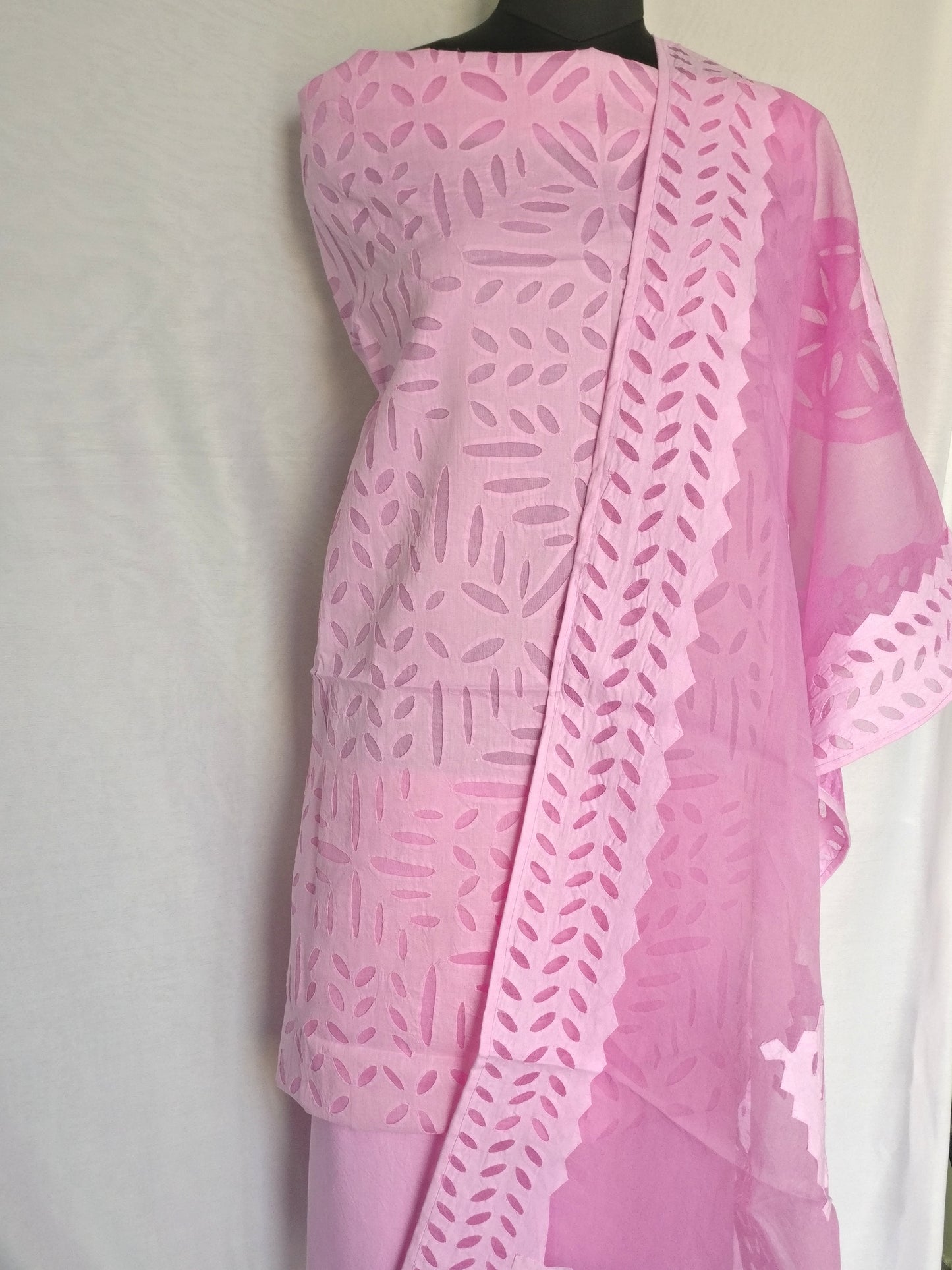 3 Pc. Suit Fabric - Cotton - Kurta & Dupatta with Applique Work and Bottom