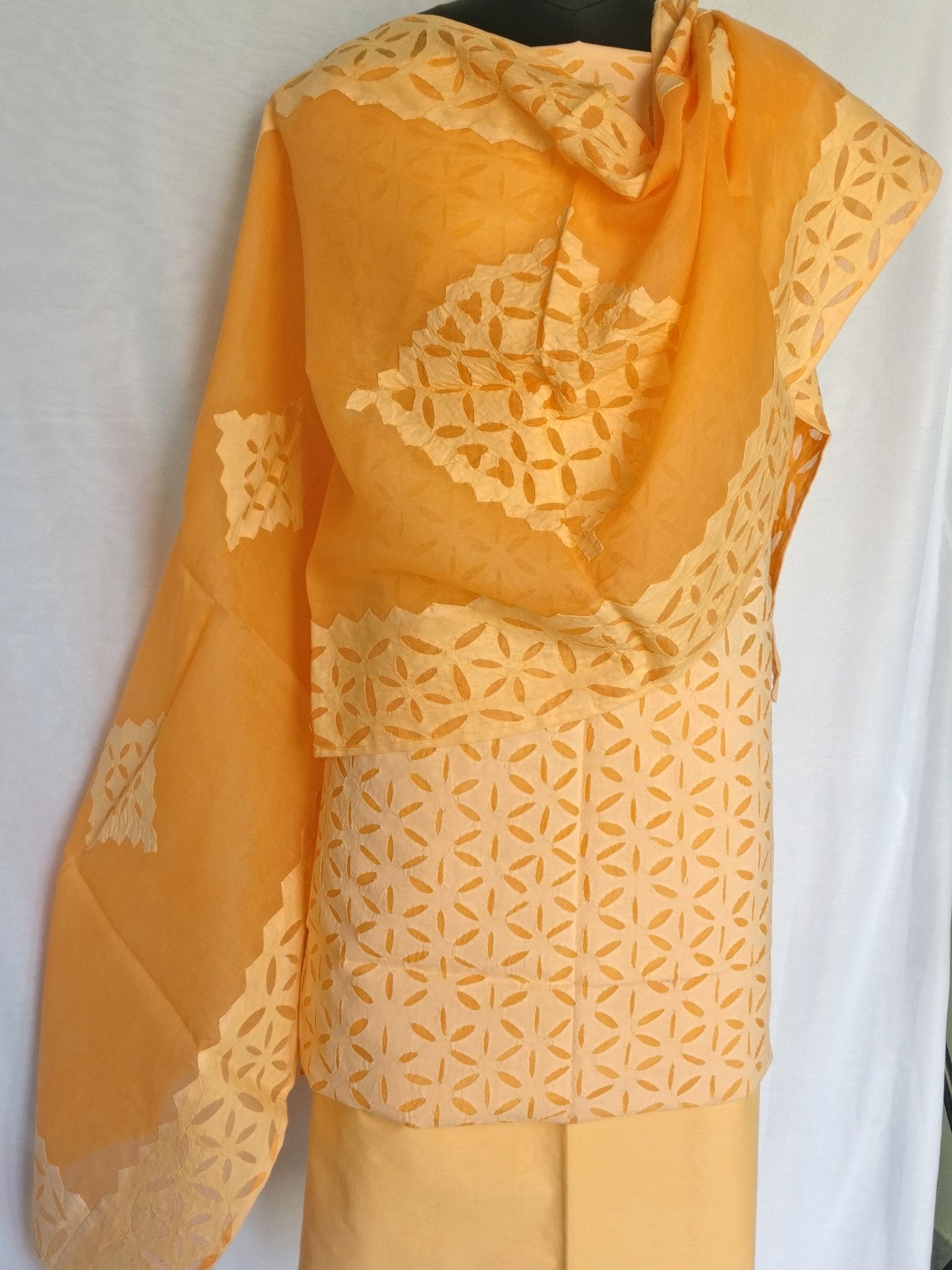 3 Pc. Suit Fabric - Cotton - Kurta & Dupatta with Applique Work and Bottom