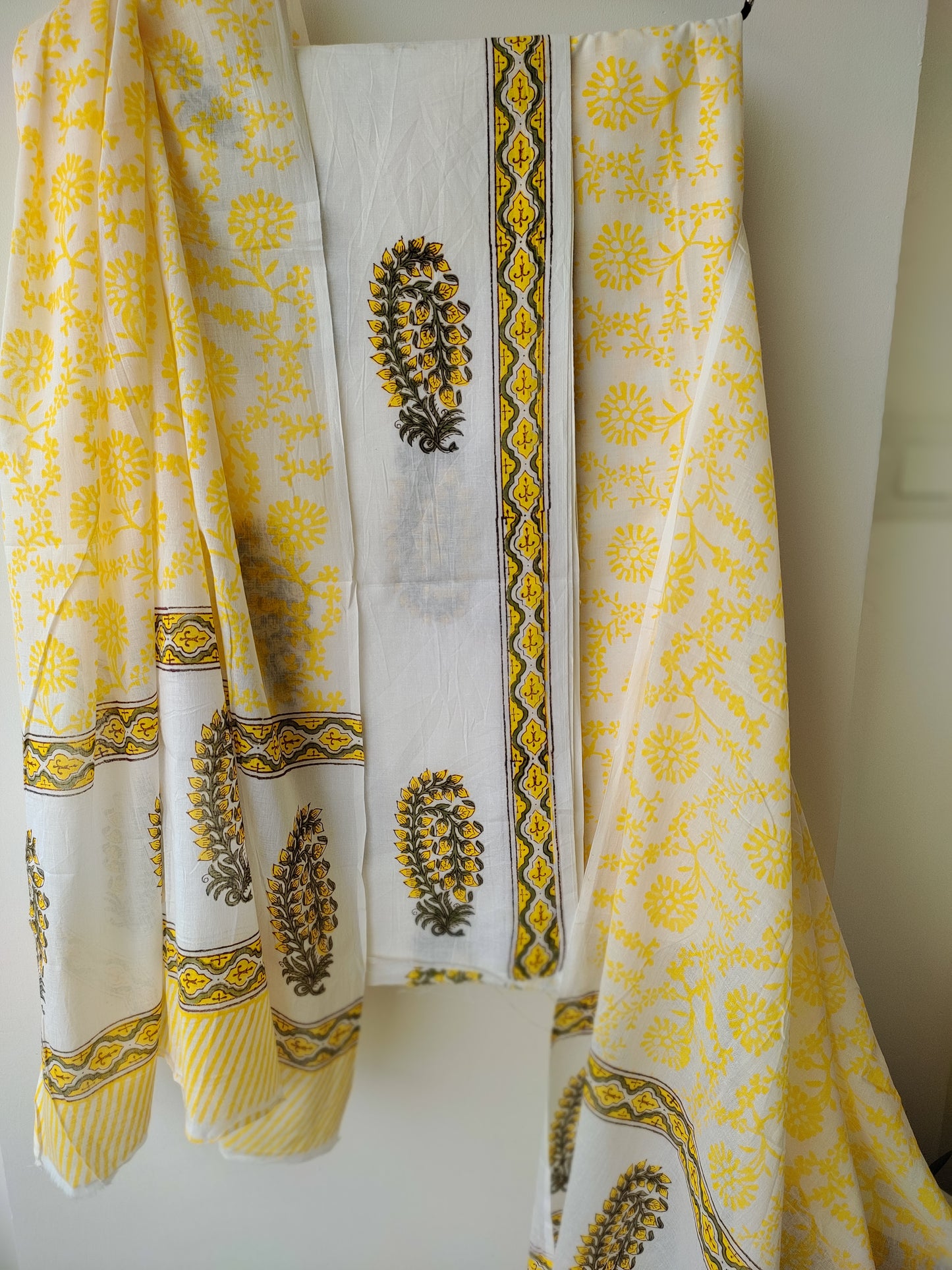 PURE COTTON HAND BLOCK PRINTED 3-PIECE SUIT FABRIC