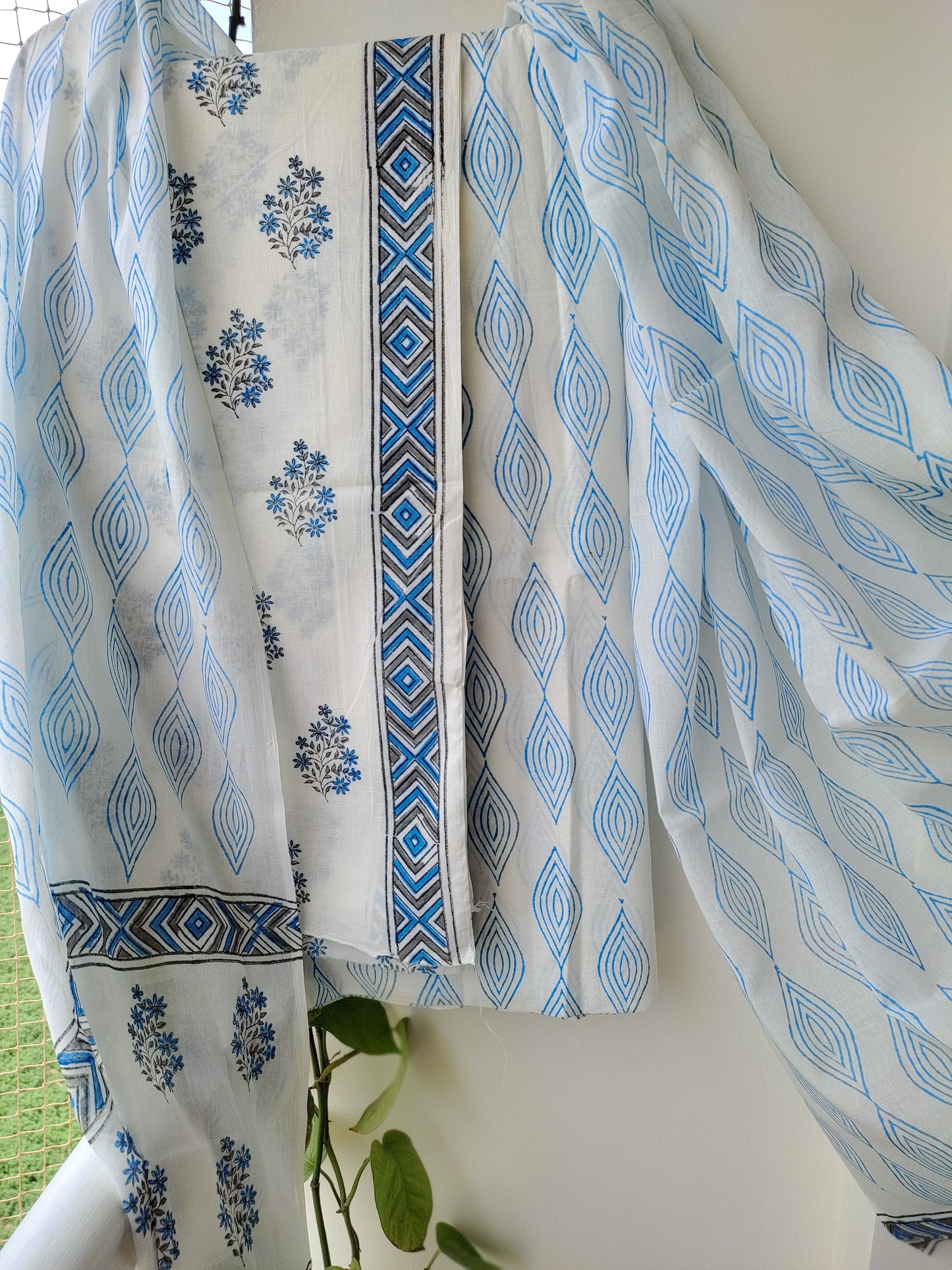 PURE COTTON HAND BLOCK PRINTED 3-PIECE SUIT FABRIC