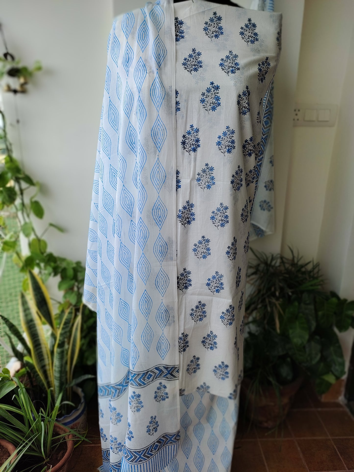 PURE COTTON HAND BLOCK PRINTED 3-PIECE SUIT FABRIC