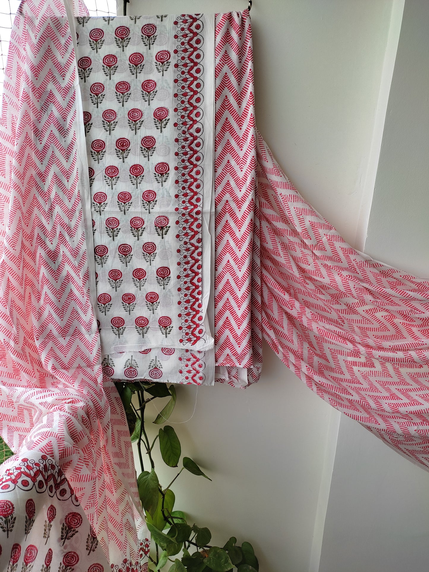 PURE COTTON HAND BLOCK PRINTED 3-PIECE SUIT FABRIC