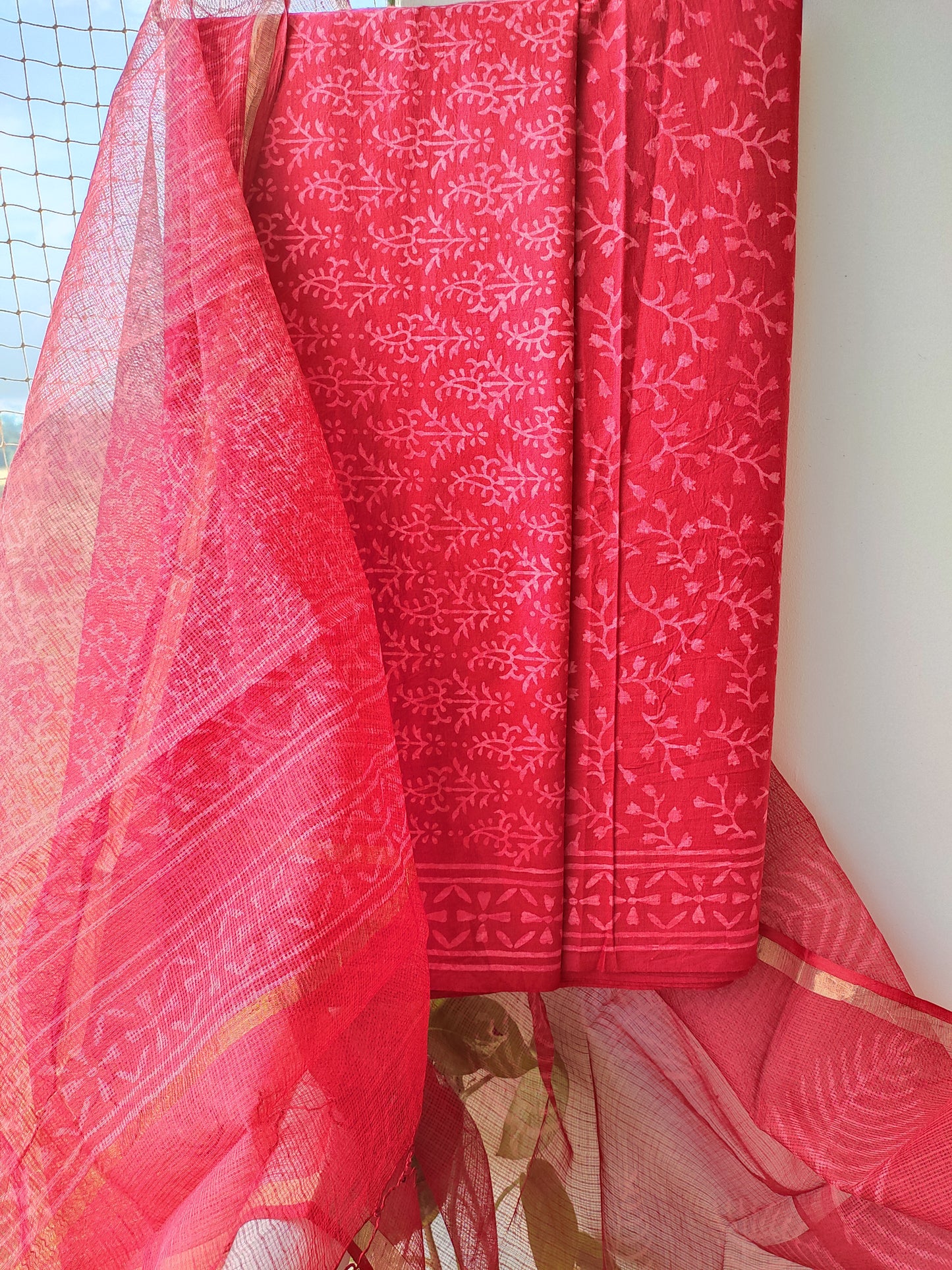 PURE COTTON HAND BLOCK PRINTED 3-PIECE SUIT FABRIC