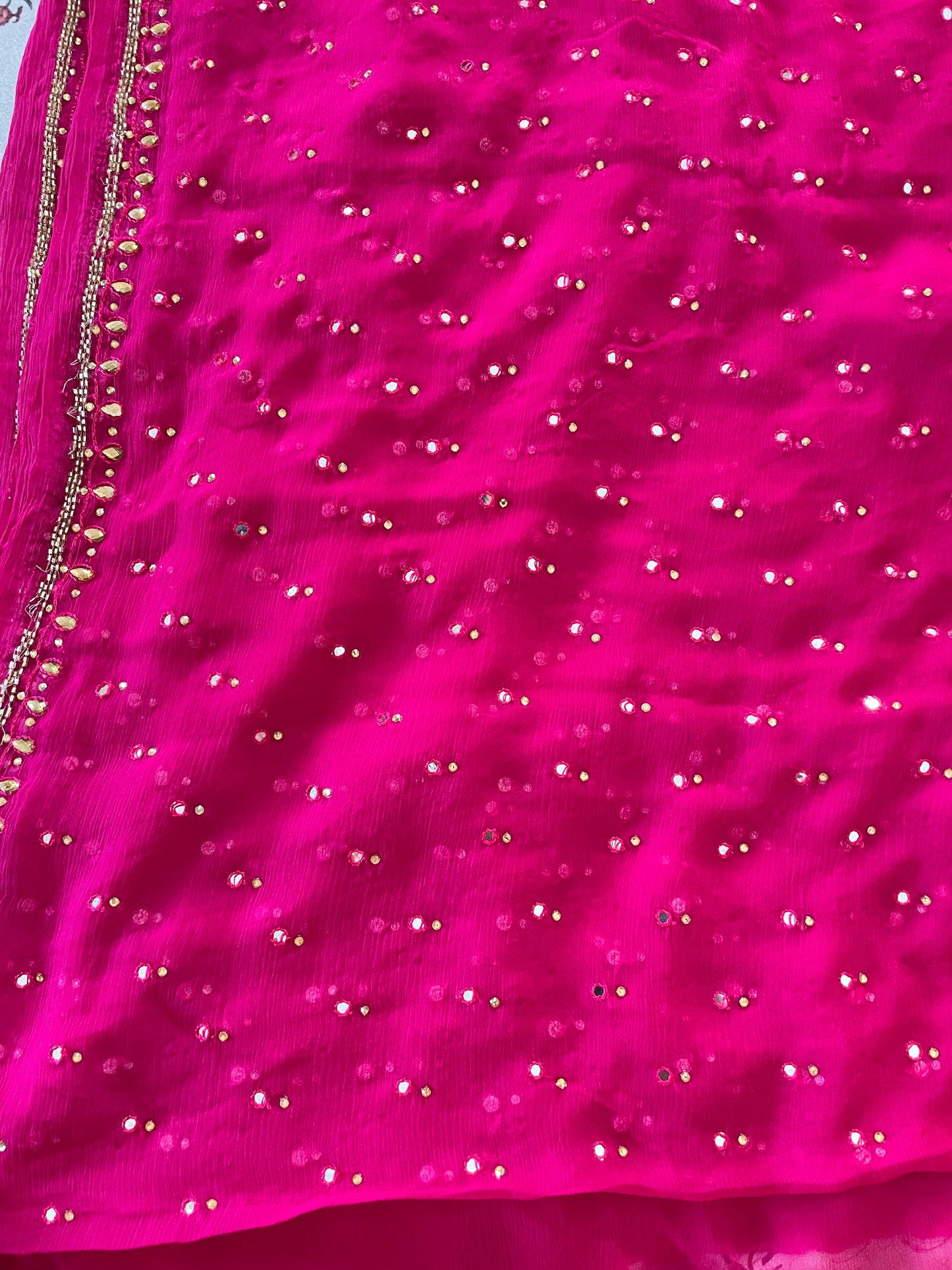Pure Chiffon Saree - Rani Pink