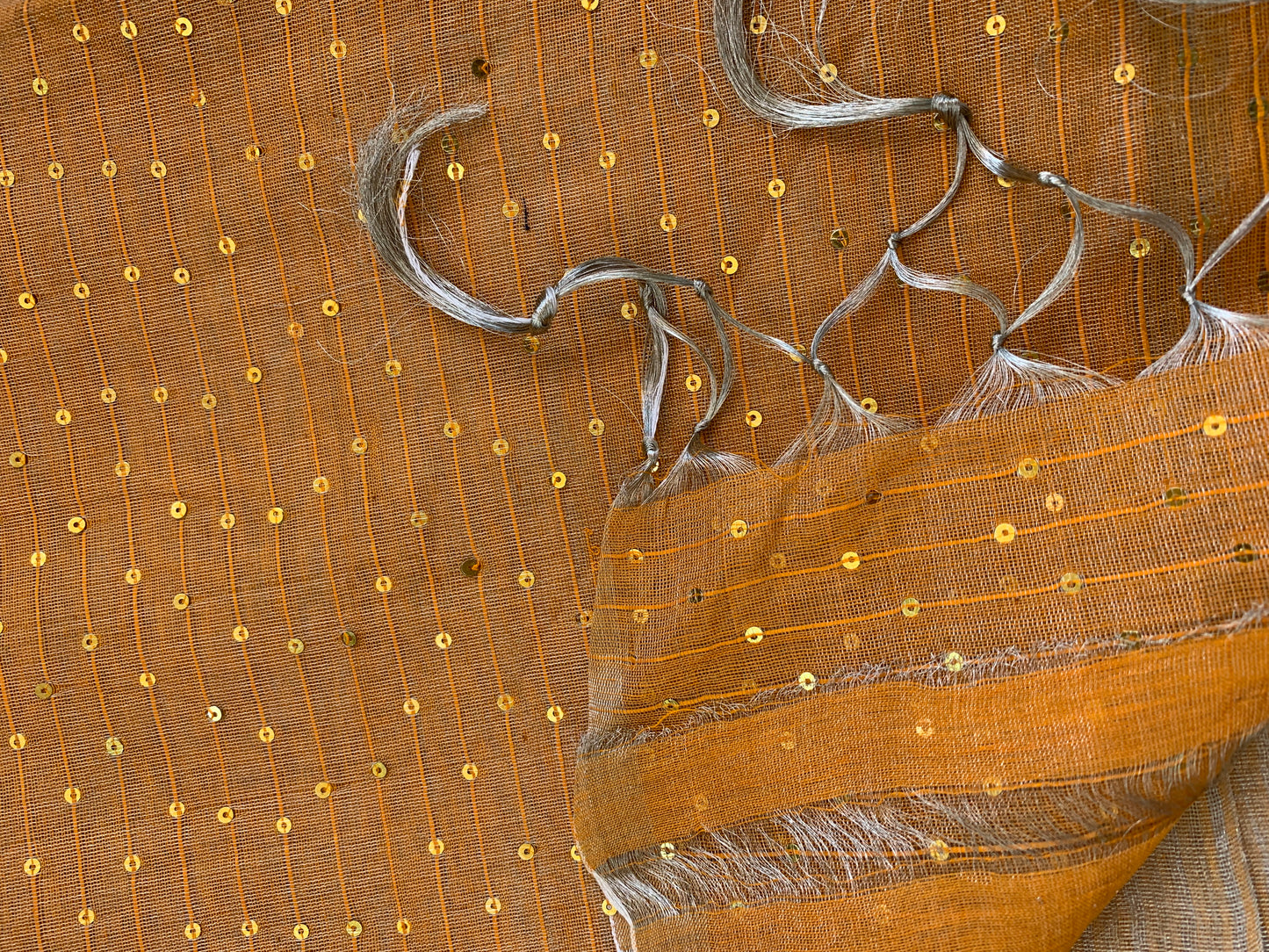 Pure tissue silk saree - Tangerine Gold