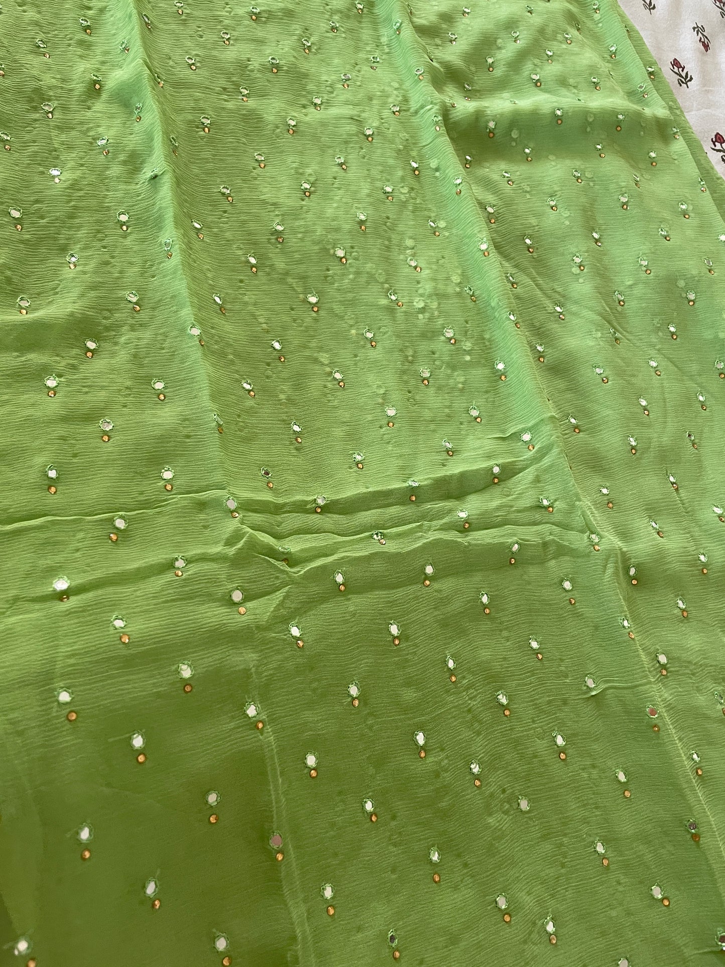 Pure Chiffon Saree - Mint Green