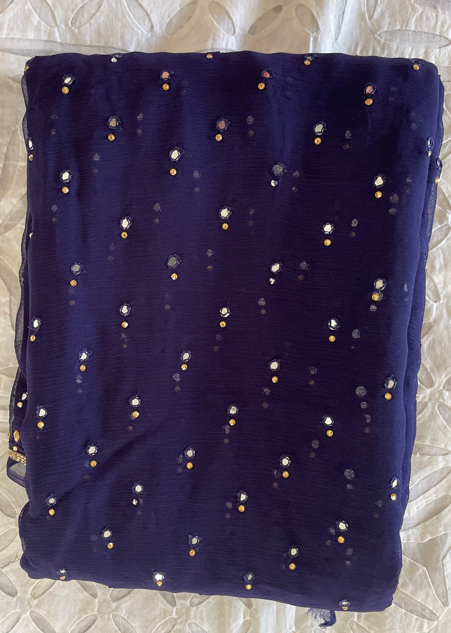 Pure Chiffon Saree - Royal Blue