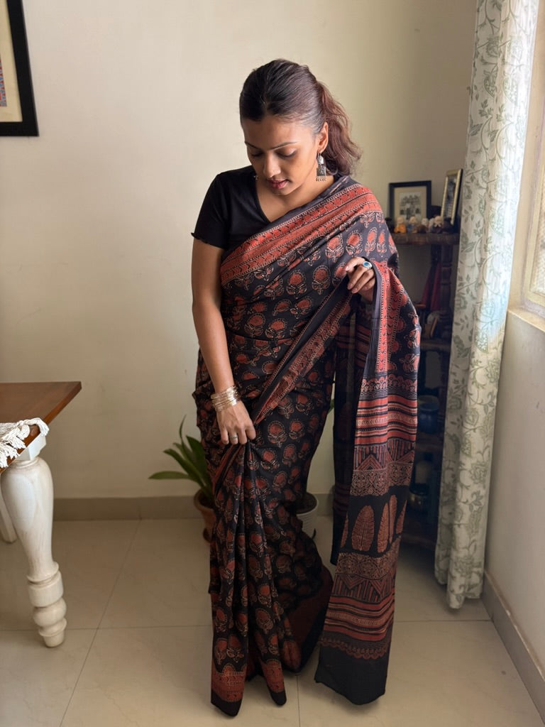 Vanaspati handblock printed pure cotton saree 2