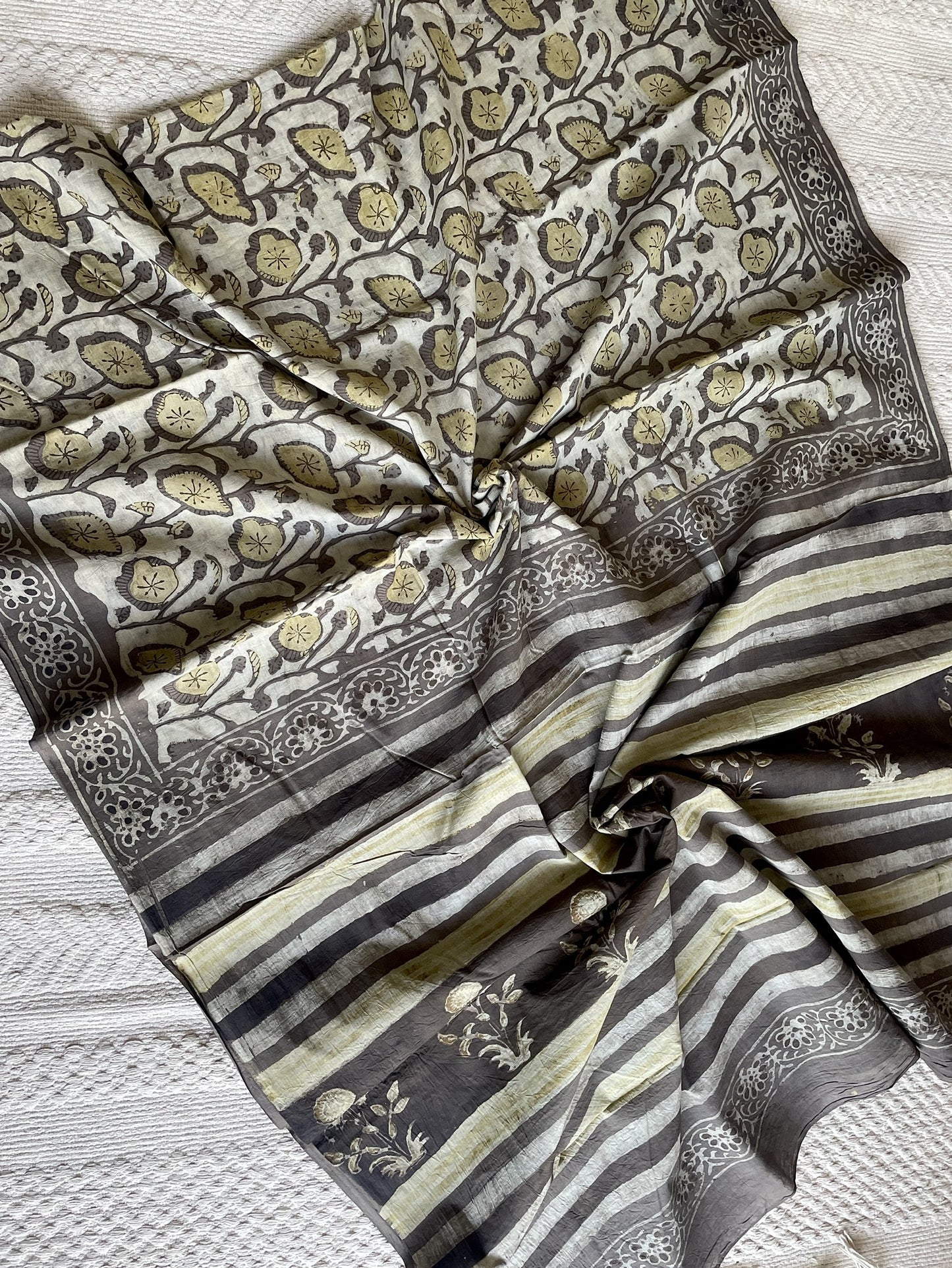 Vanaspati handblock printed pure cotton saree - 5