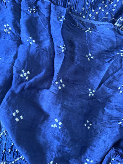 Gajji silk Bandhej saree with laadu design - Blue