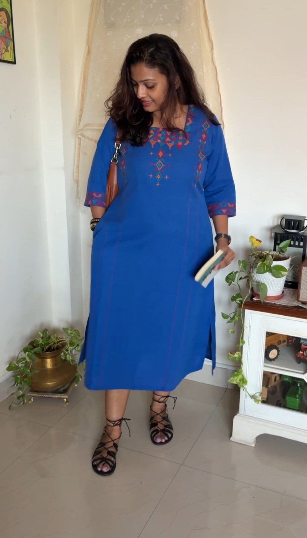 Hand embroidered Urmul dress - Blue
