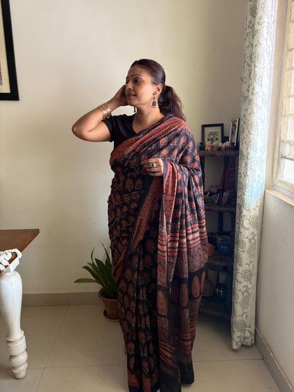 Vanaspati handblock printed pure cotton saree 2