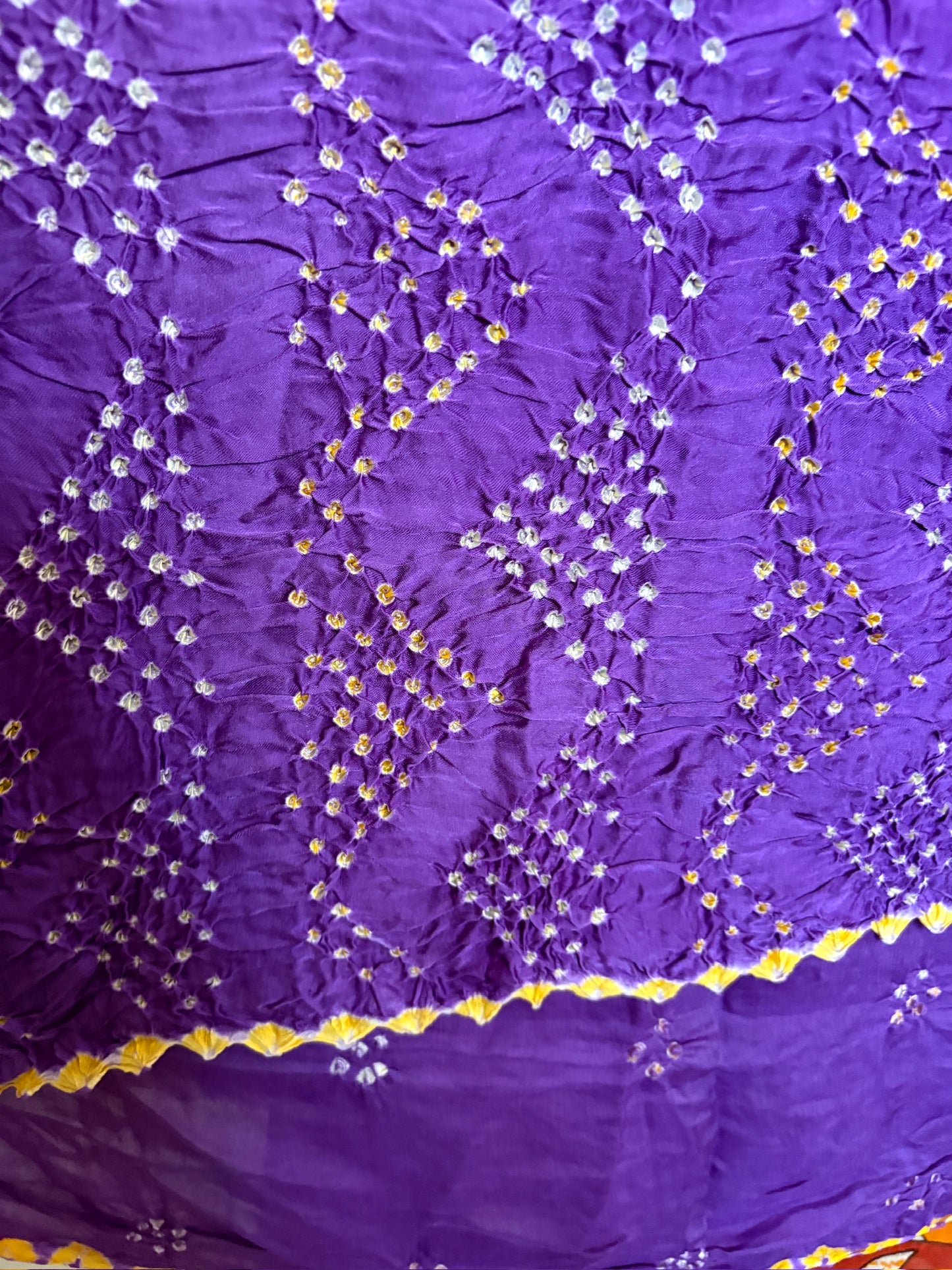 Bandhani Gajii silk saree - Purple