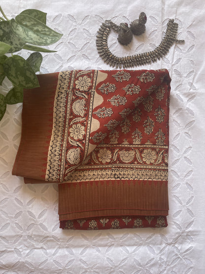 Maati - Handblock printed desi ghicha silk sarees