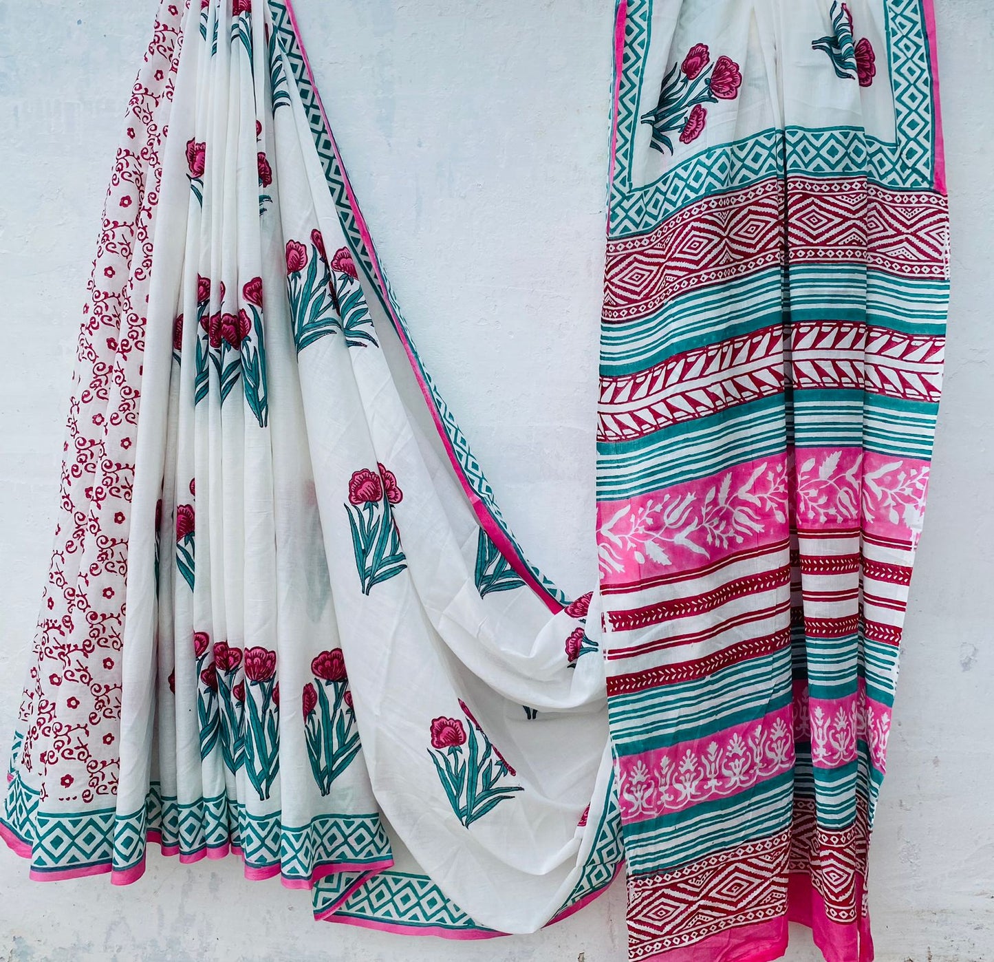 Handblock print Mul cotton saree - 2